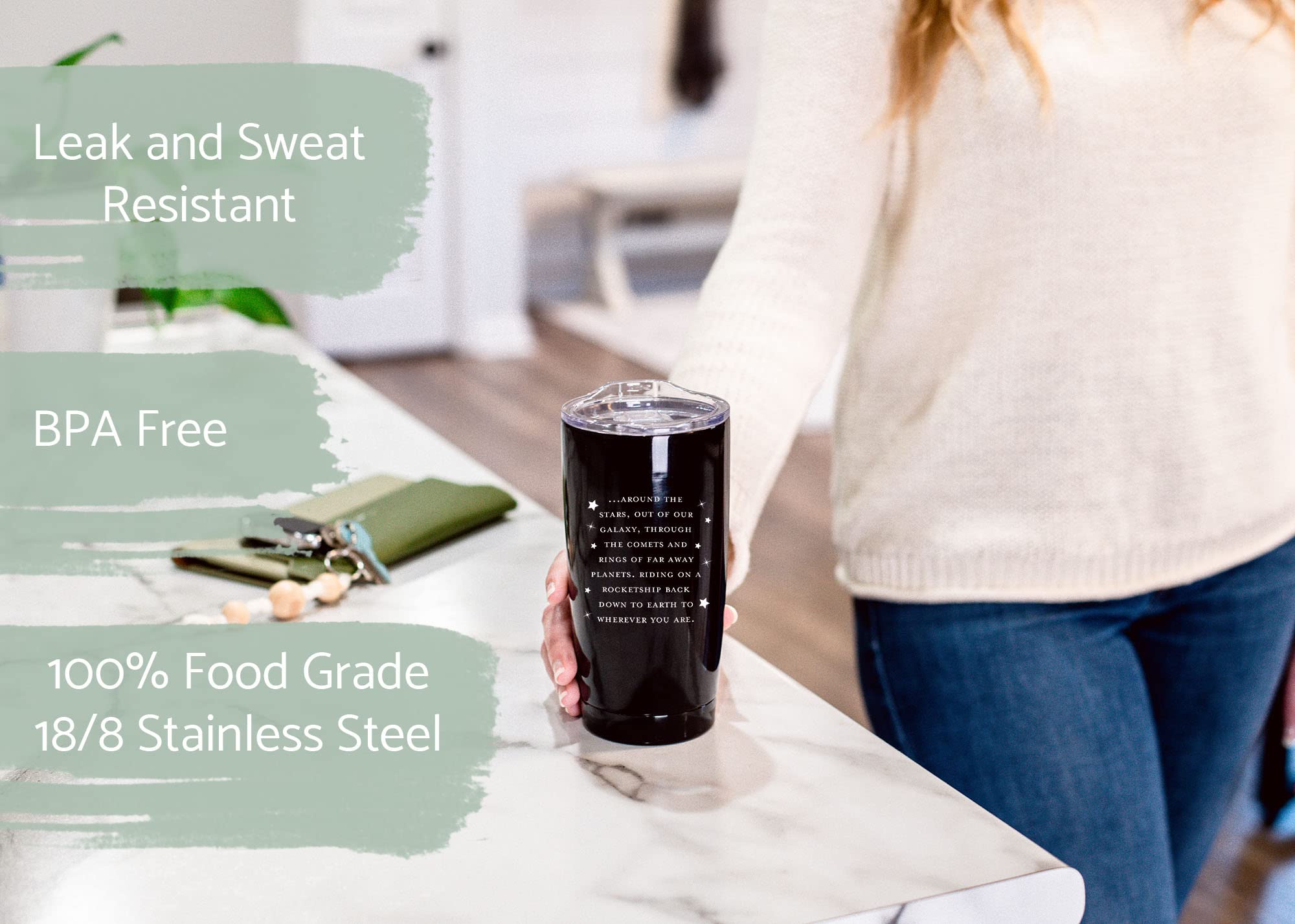 Love You To The Moon And Back 20 Ounce Classic Black Stainless Steel Travel Tumbler Mug