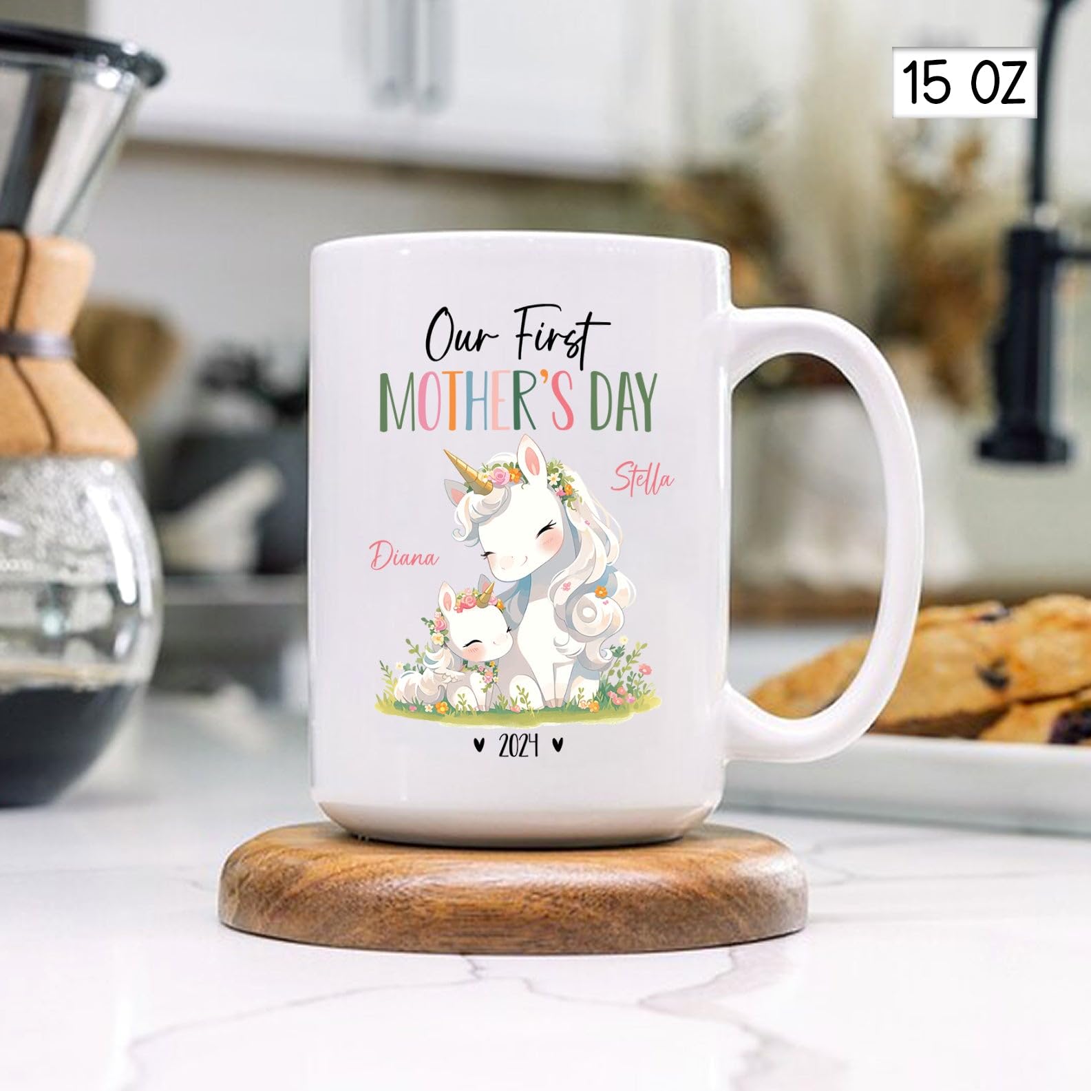 Mom And Baby Unicorn Mug, Our First Mothers Day Cup For Mom, Custom Mummy & Baby Unicorn Coffee Cup, Personalized Unicorn Lover