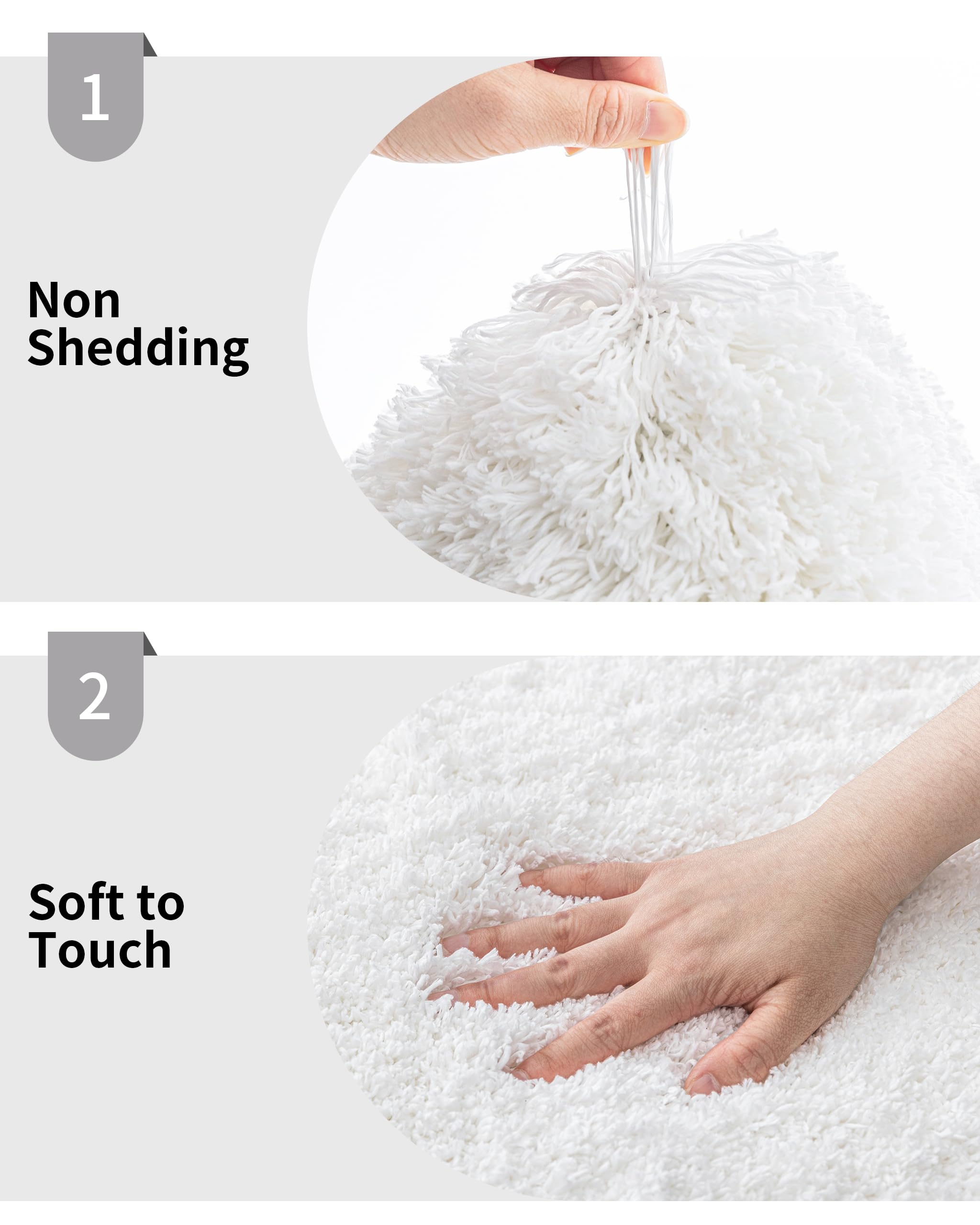 Disolla White Bathroom Rug 24X36 Non Slip Fluffy Bath Mat For Bathroom Floor Washable Plush Luxury Bath Rug For Tub Soft Shaggy