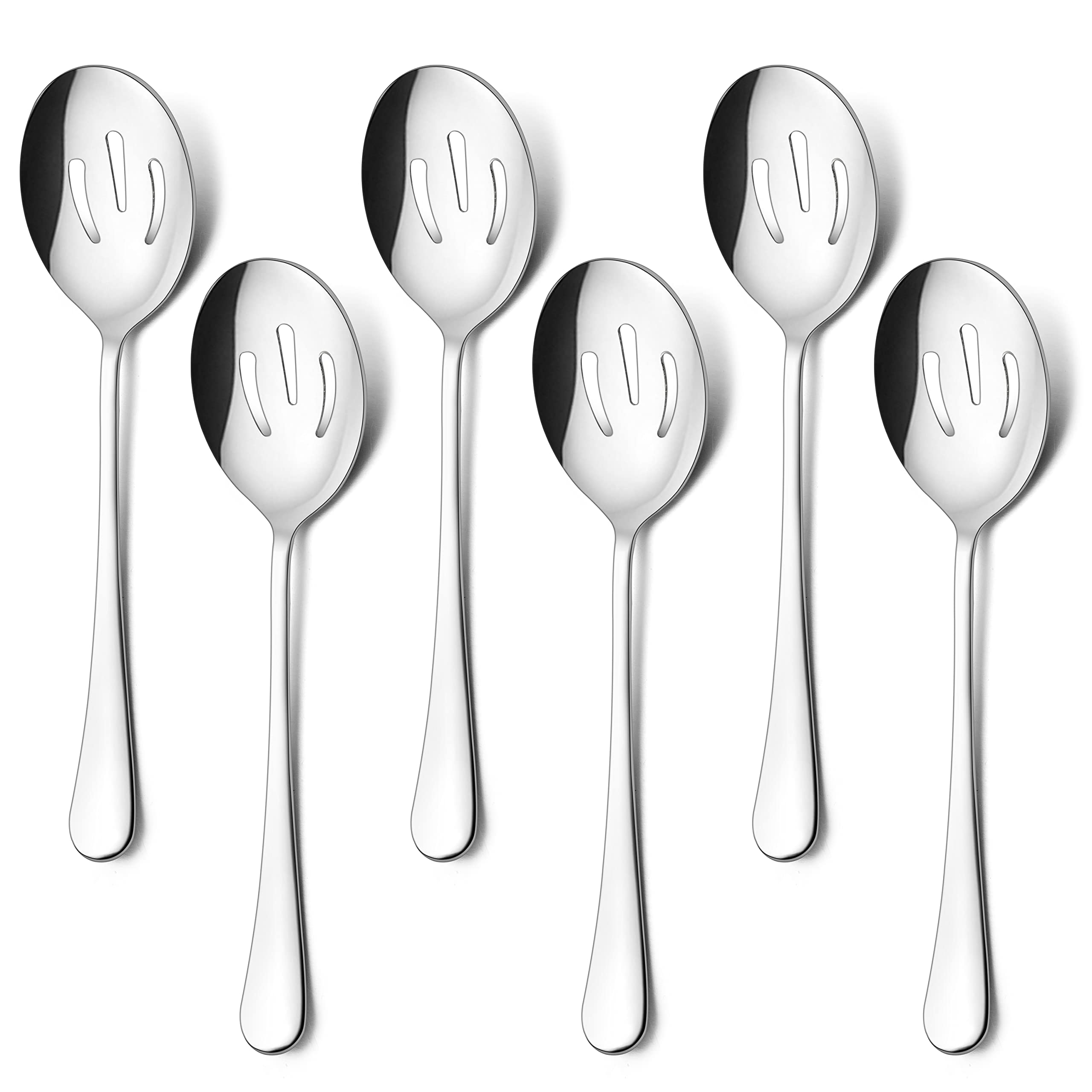 Serving Slotted Spoons X 6, Haware 9.8 Inches Large Size Stainless Steel Serving Spoon, Elegant Design For Kitchen/Buffet/Party,