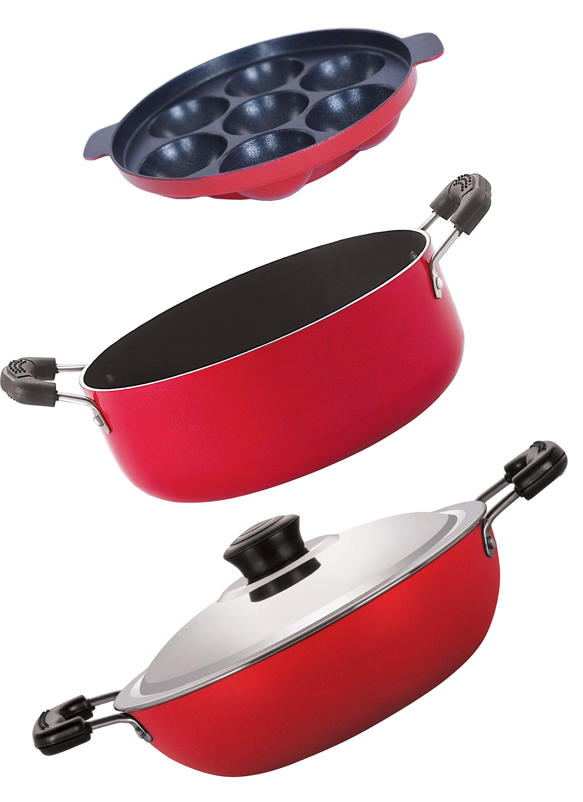Nirlon NonStick Aluminium Cookware Set, 3 Pieces(Dkd(B)_Ap7_Cs24)