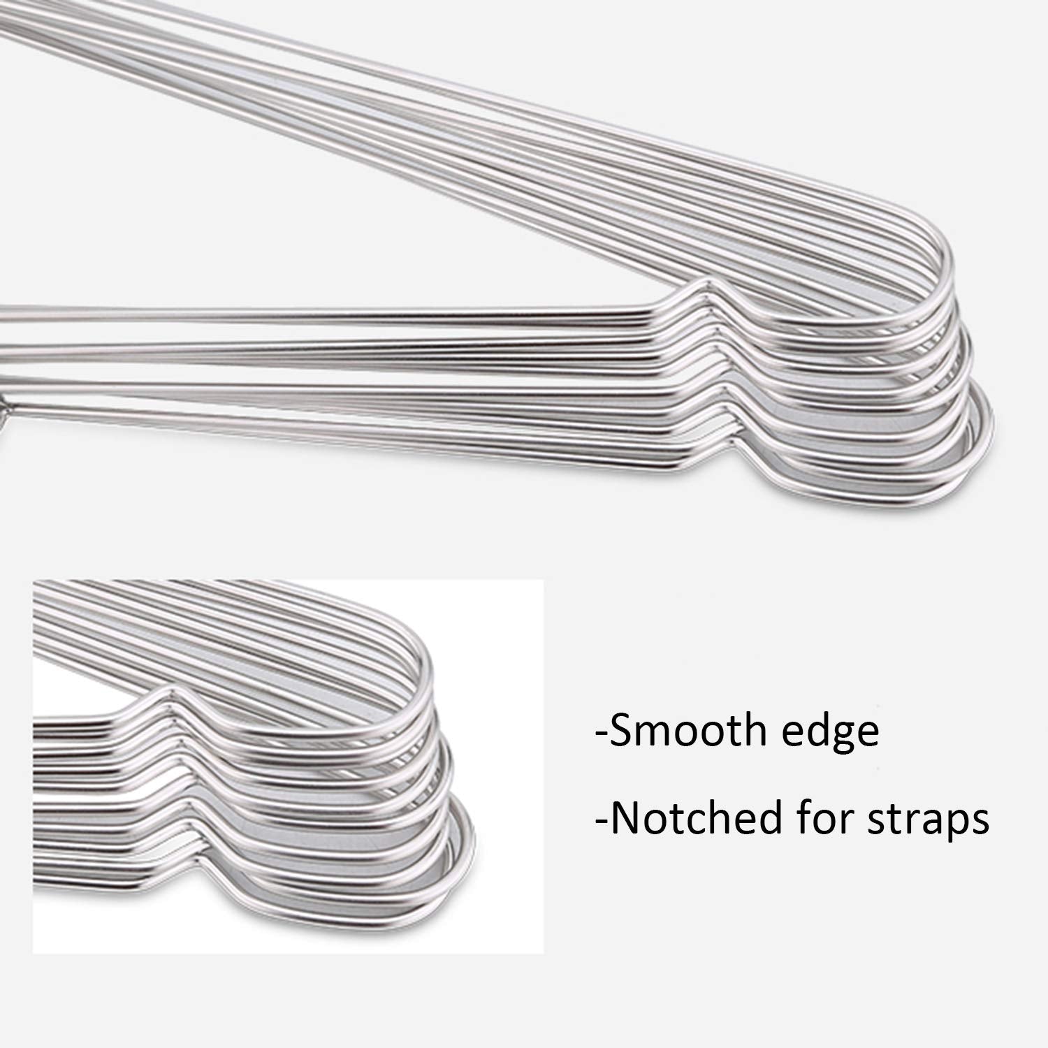 Tosnail 50 Pack Stainless Steel Strong Wire Metal Hangers Heavy Duty Clothes Hangers - 16.5''/42Cm