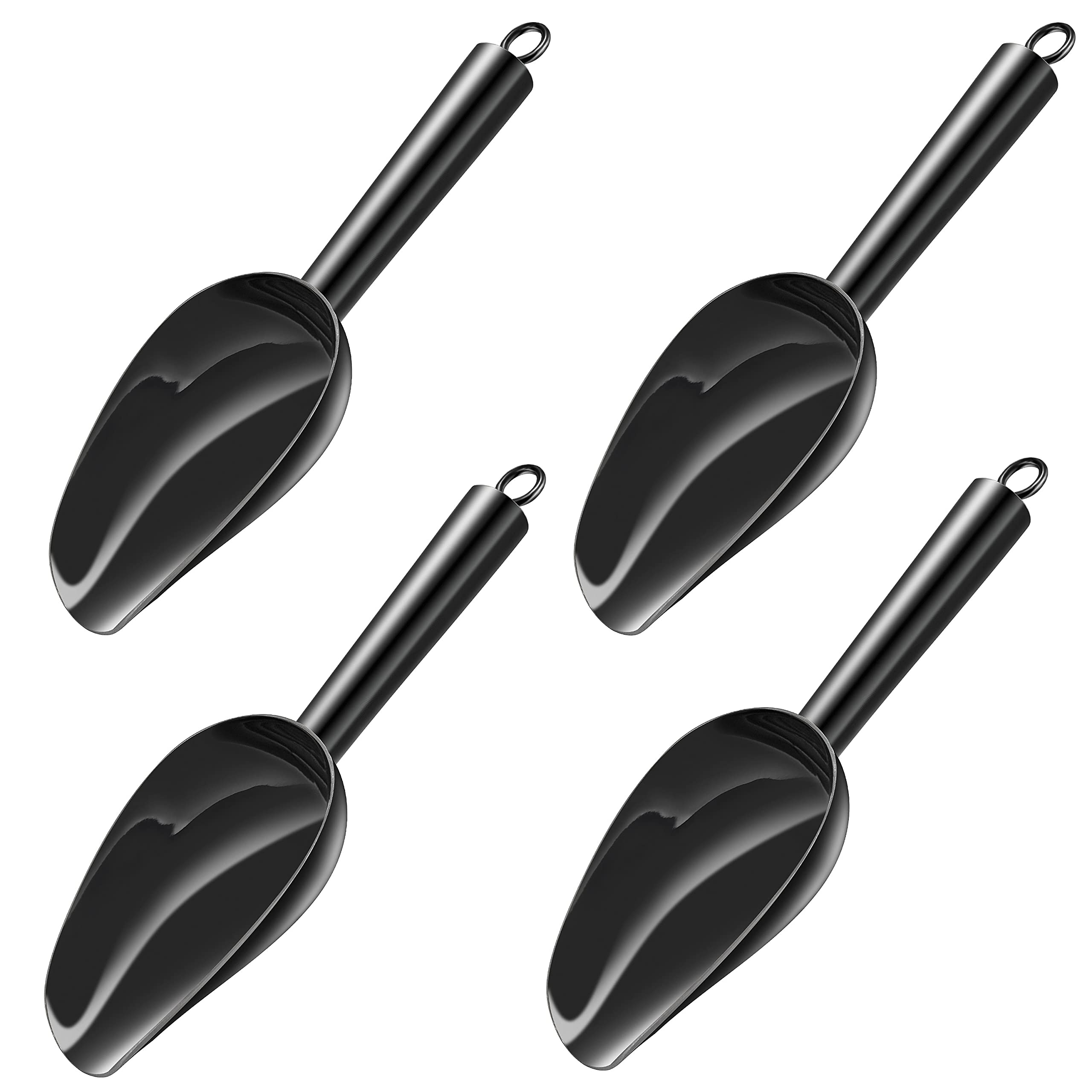 Teamfar Mini Scoop Set Of 4, 3 Oz Stainless Steel Small Canister Scoops, Black Candy Utility Scoops For Scooping Coffee Bean/Sug
