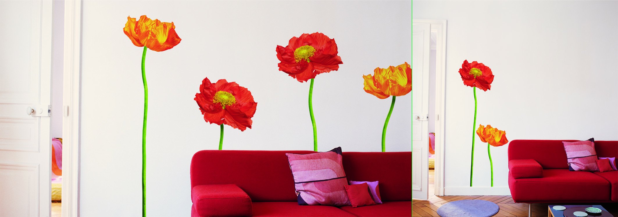 Home Stickers Red Poppies Decorative Wall Stickers