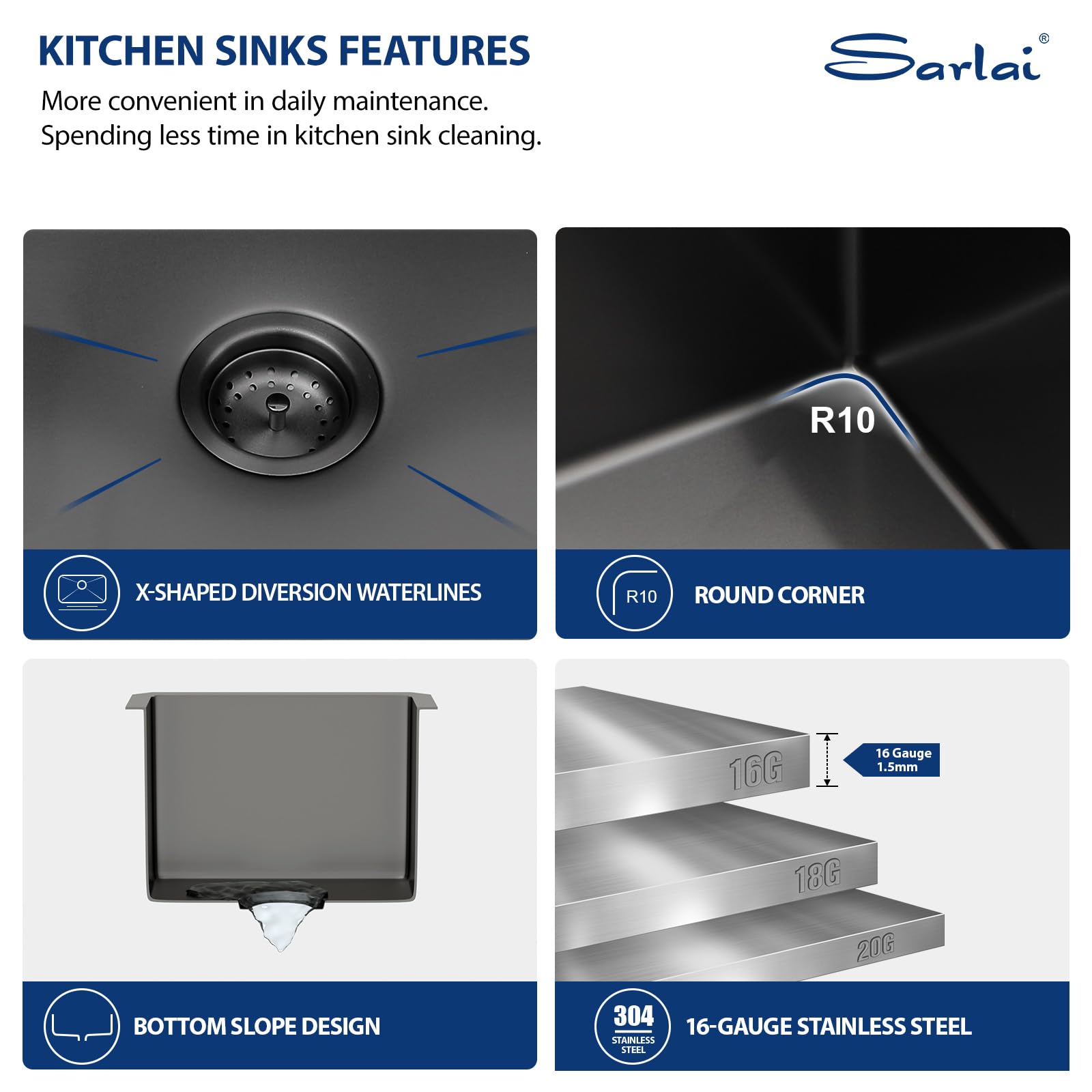 Sarlai 13 Black Bar Sink Undermount - 13X15 Gunmetal Black Under Counter Bar Prep Rv Outdoor Kitchen Sink 16 Guage Stainless Ste