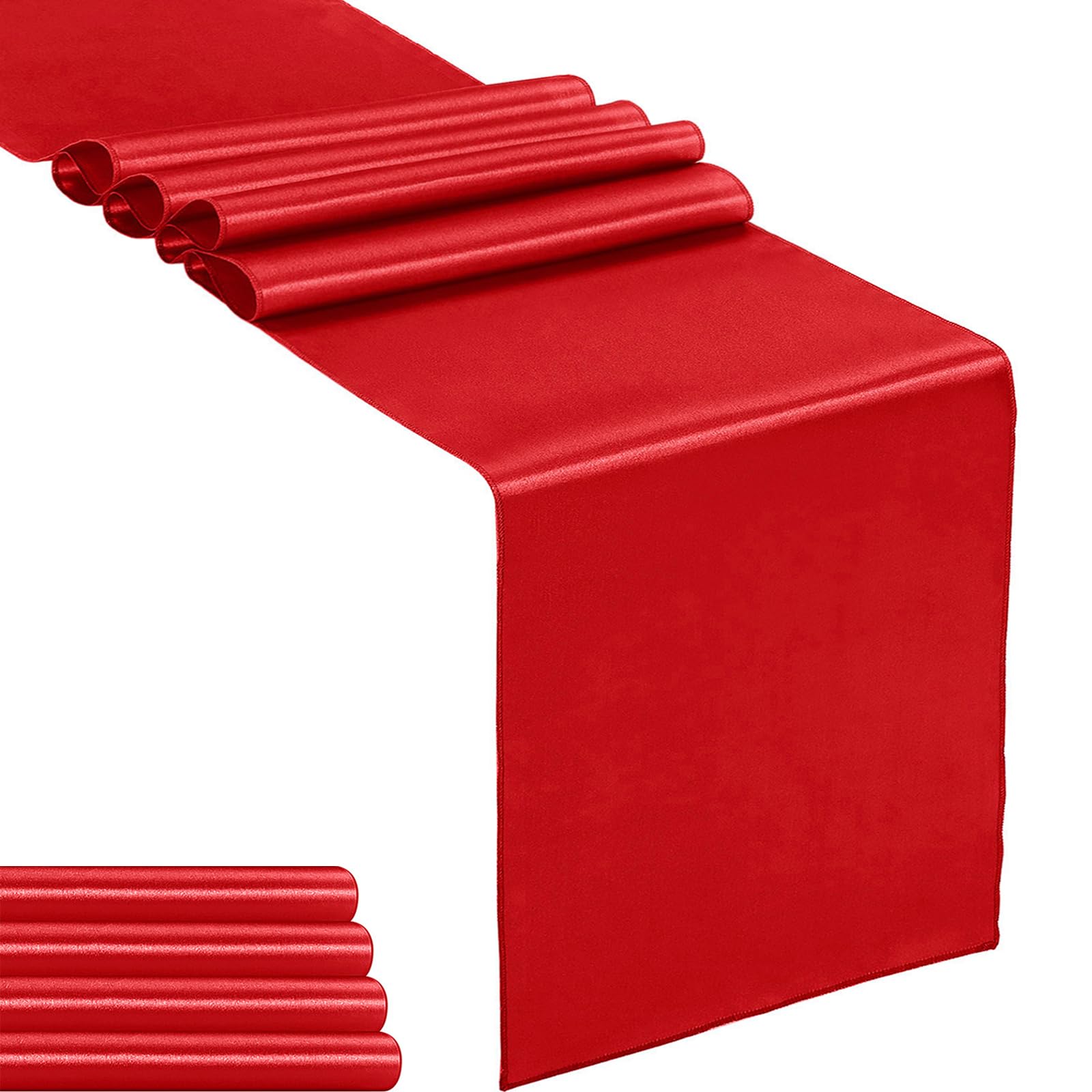 5-Pack Satin Table Runner Red 12 X 108 Inches Long, Table Runners For Wedding, Birthday Parties, Banquets Decorations(5 Pack, 12