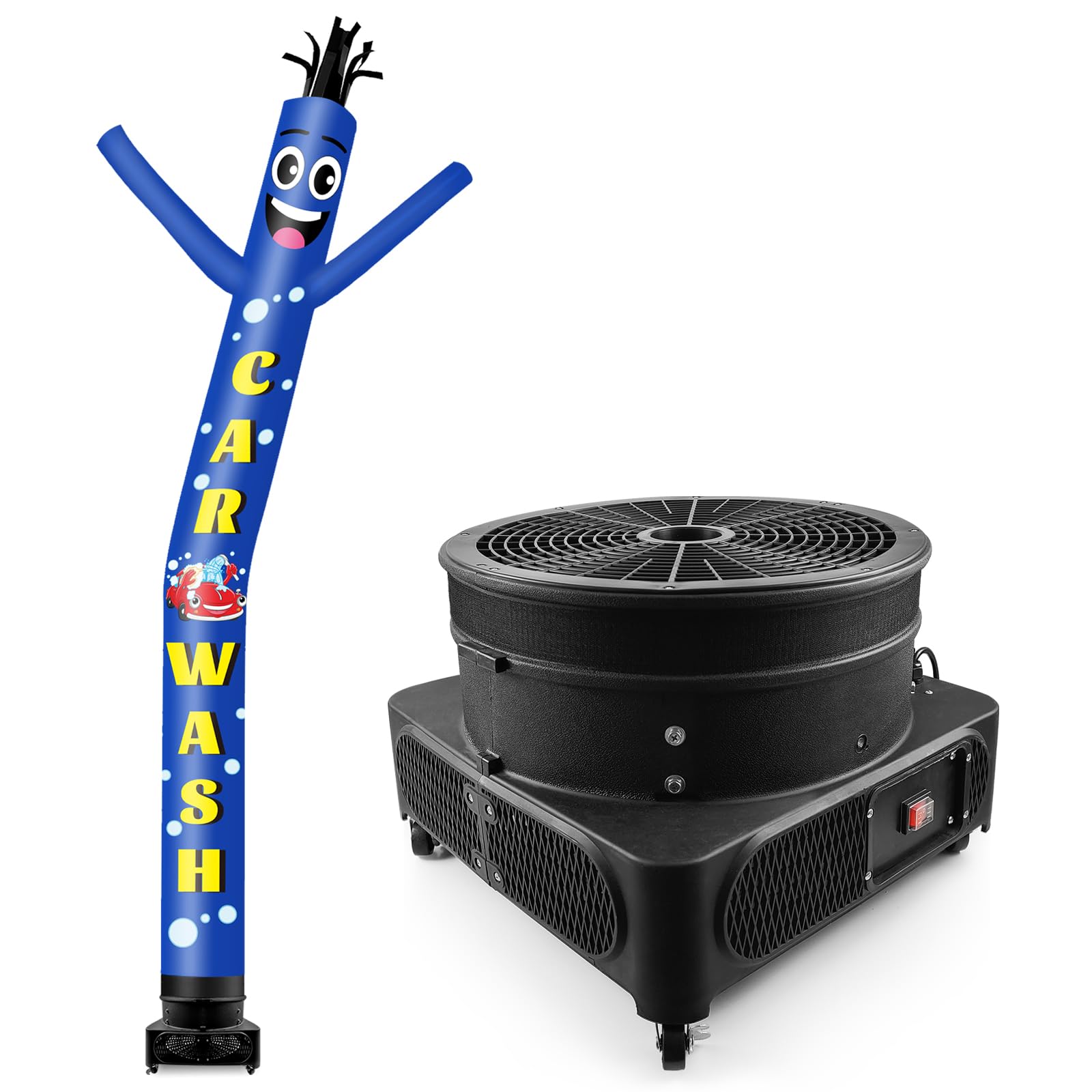GOODENY 20FT Tall Inflatable Tube Man Car Wash Wacky Wavy Dancing Guy with 1.5 HP Weather-Resistant Blower (18  Diameter) for Ou