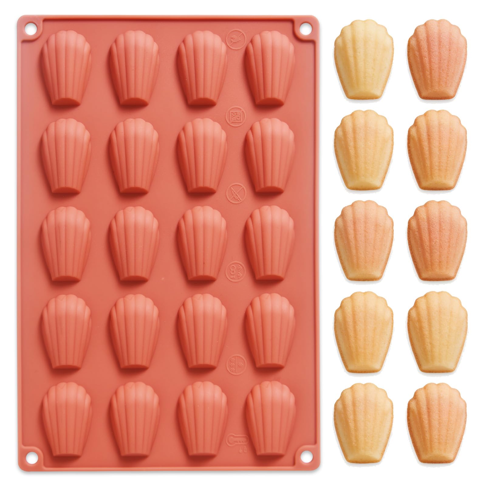 Silicone Madeleine Mold 20Cavity Shell Shaped Baking Pan