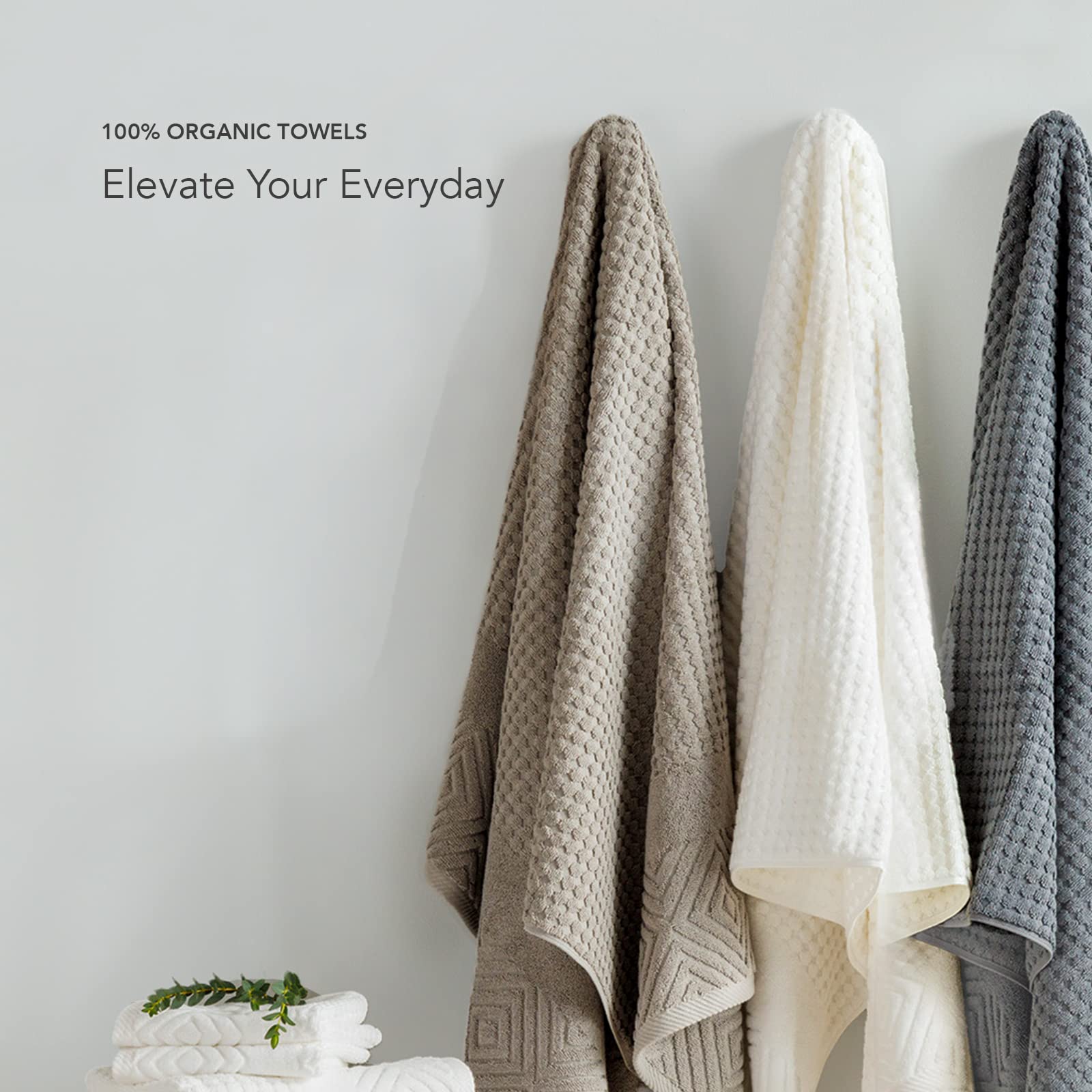 Texere 100% Organic Cotton Diamond Jacquard Luxury Bath Towel Sets - Soft And Absorbent Hotel And Spa Quality - 2 Large Bath Tow