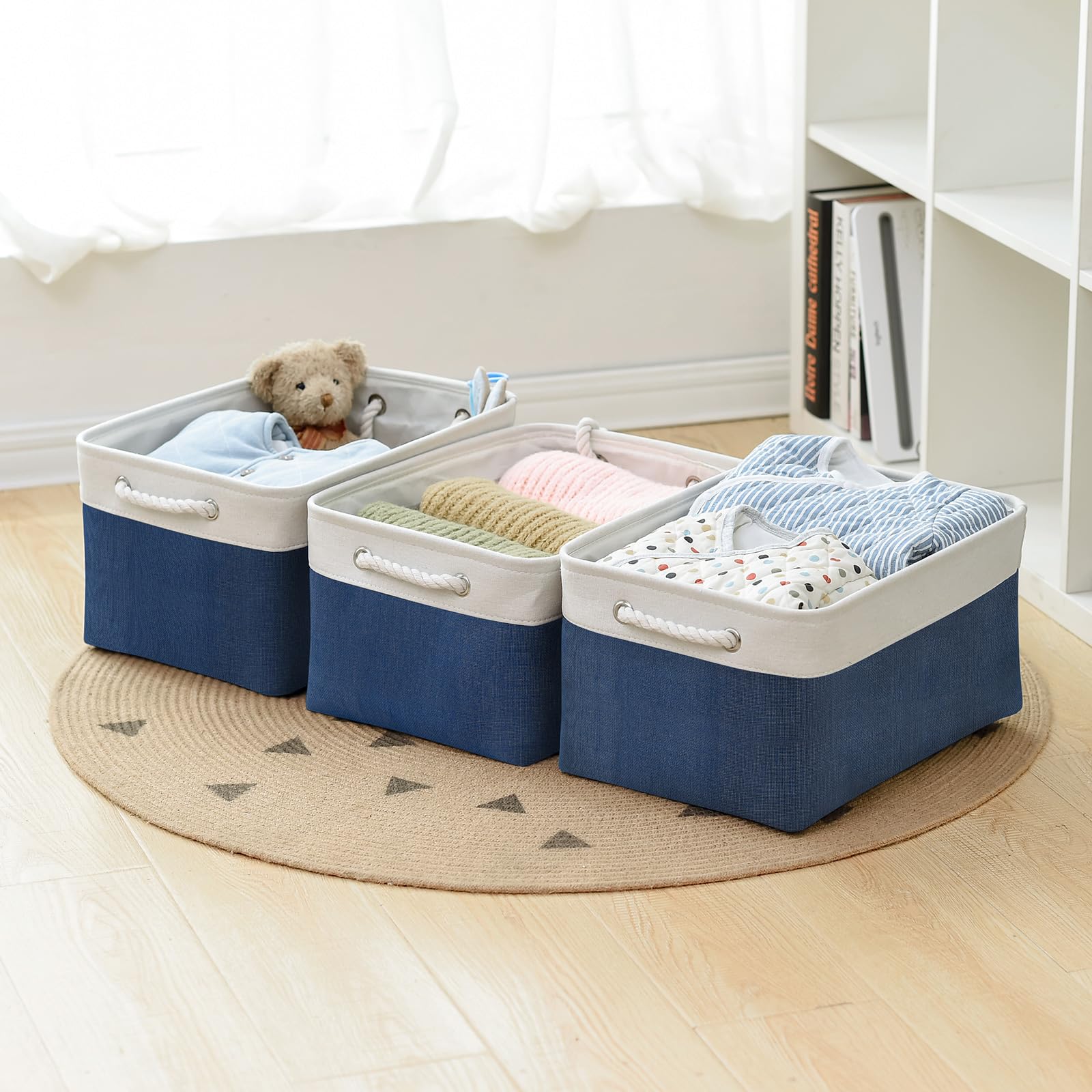 Sacyic Storage Bins - Large Baskets For Storage Cubes With Handles Organization And Storage Baskets Gifts For Empty 15.7 (L) X 1