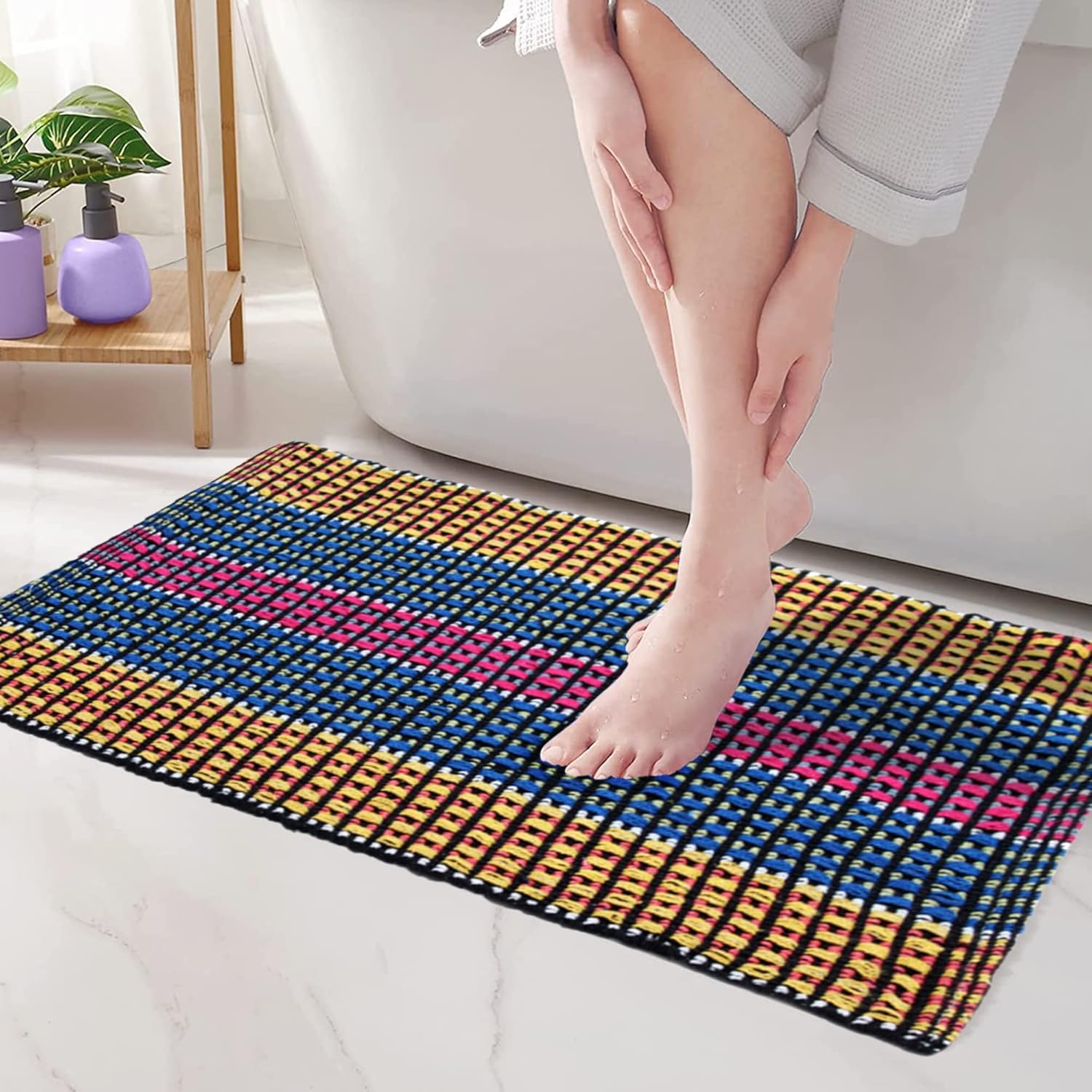 Ayus Door Mat Set Of 3, Cotton Blend Kitchen Rugs, 60 X 40 Cm, Multi Color Mix N Match Design, Best Kitchen Accessories Items Fo