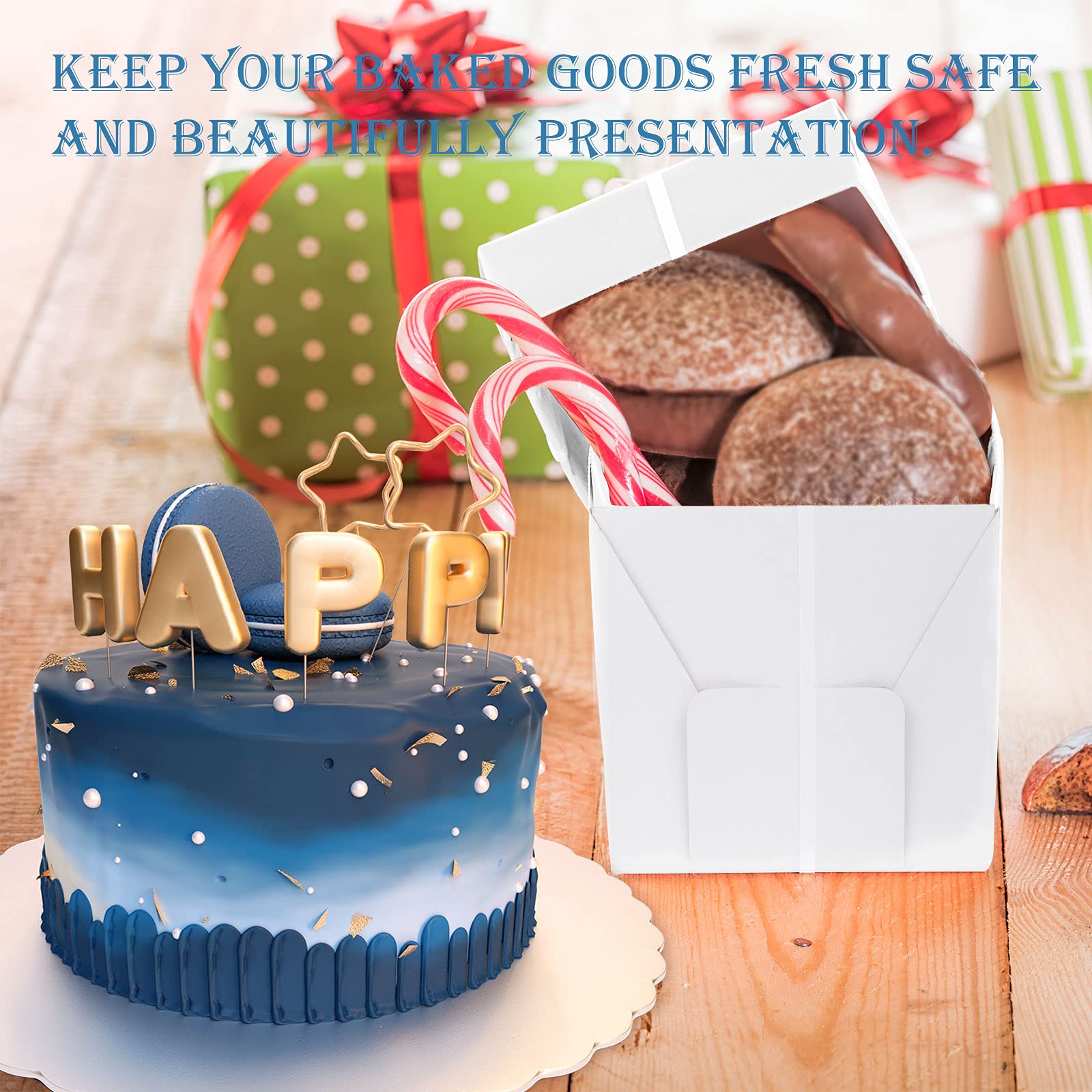 Kbg Cake Boxes 10Pcs 10X10X10 Inches With Window Tall Cake Box For Tier Cakes For Wedding Birthday Transport,Sturdy White Bakery