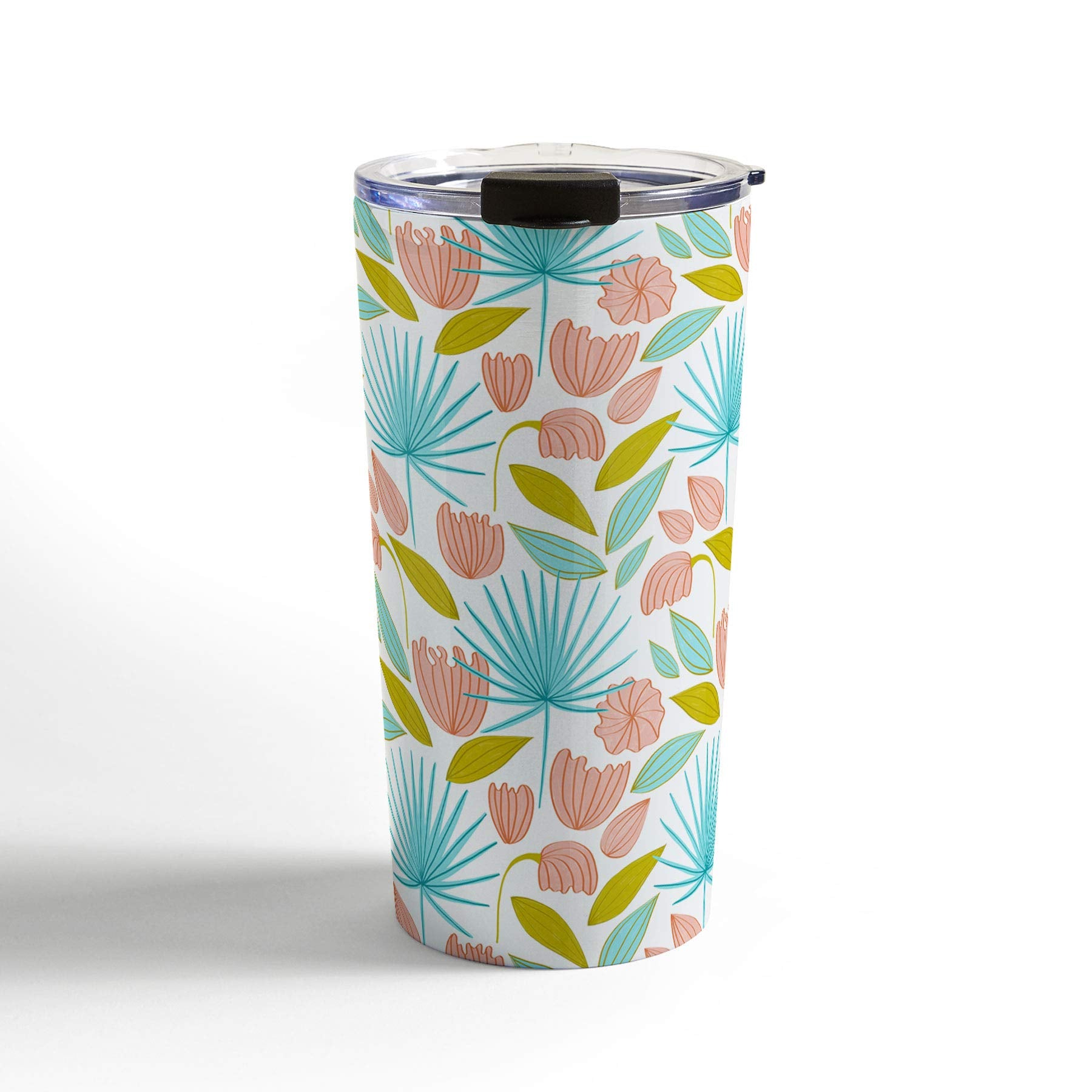 Society6 83 Oranges Divine Floral Travel Mug, 20Oz, Blue