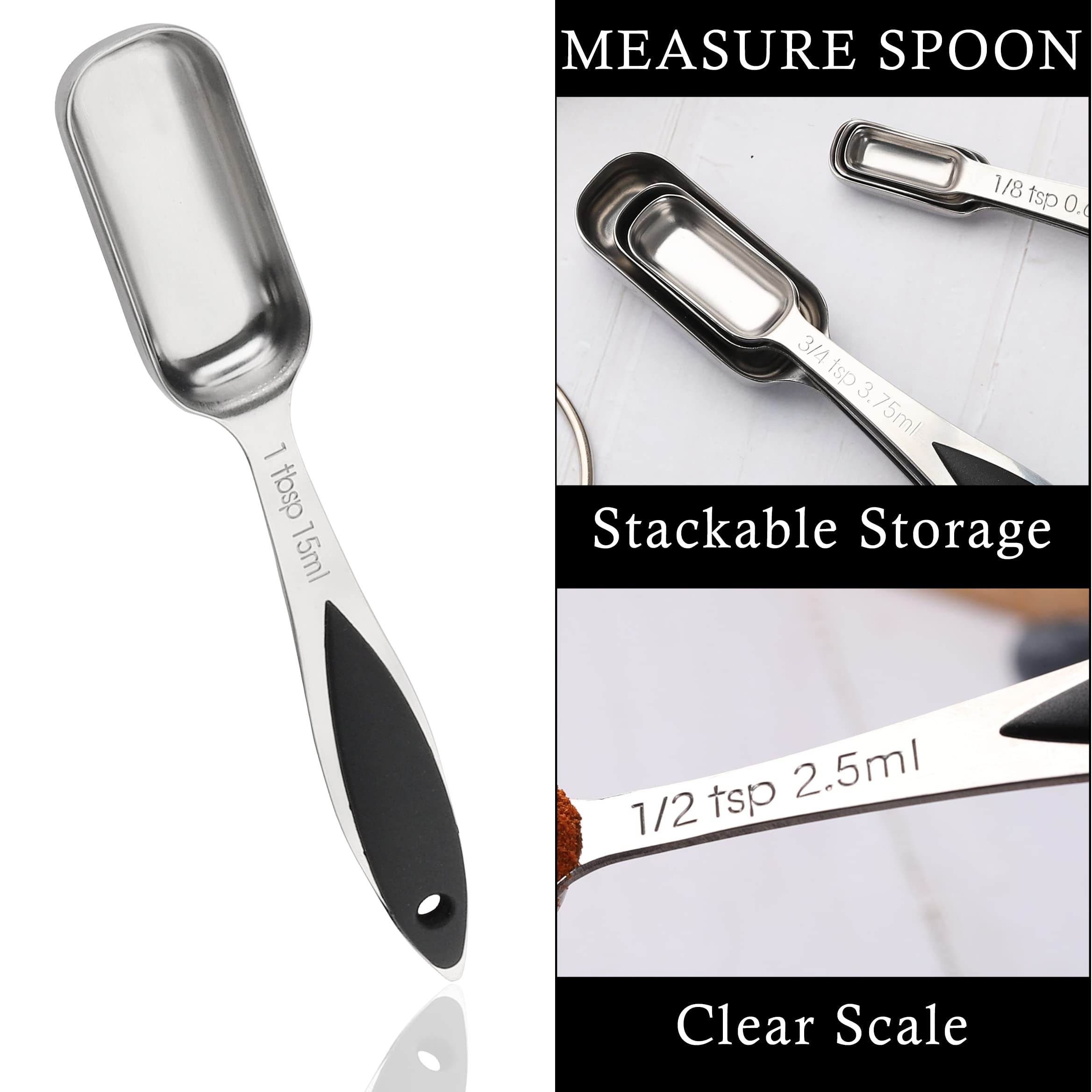 Measuring Spoons Set Of 7 Stainless Steel Metal Measuring Spoons Heavy Duty Tablespoon For Measuring Dry And Liquid Ingredients