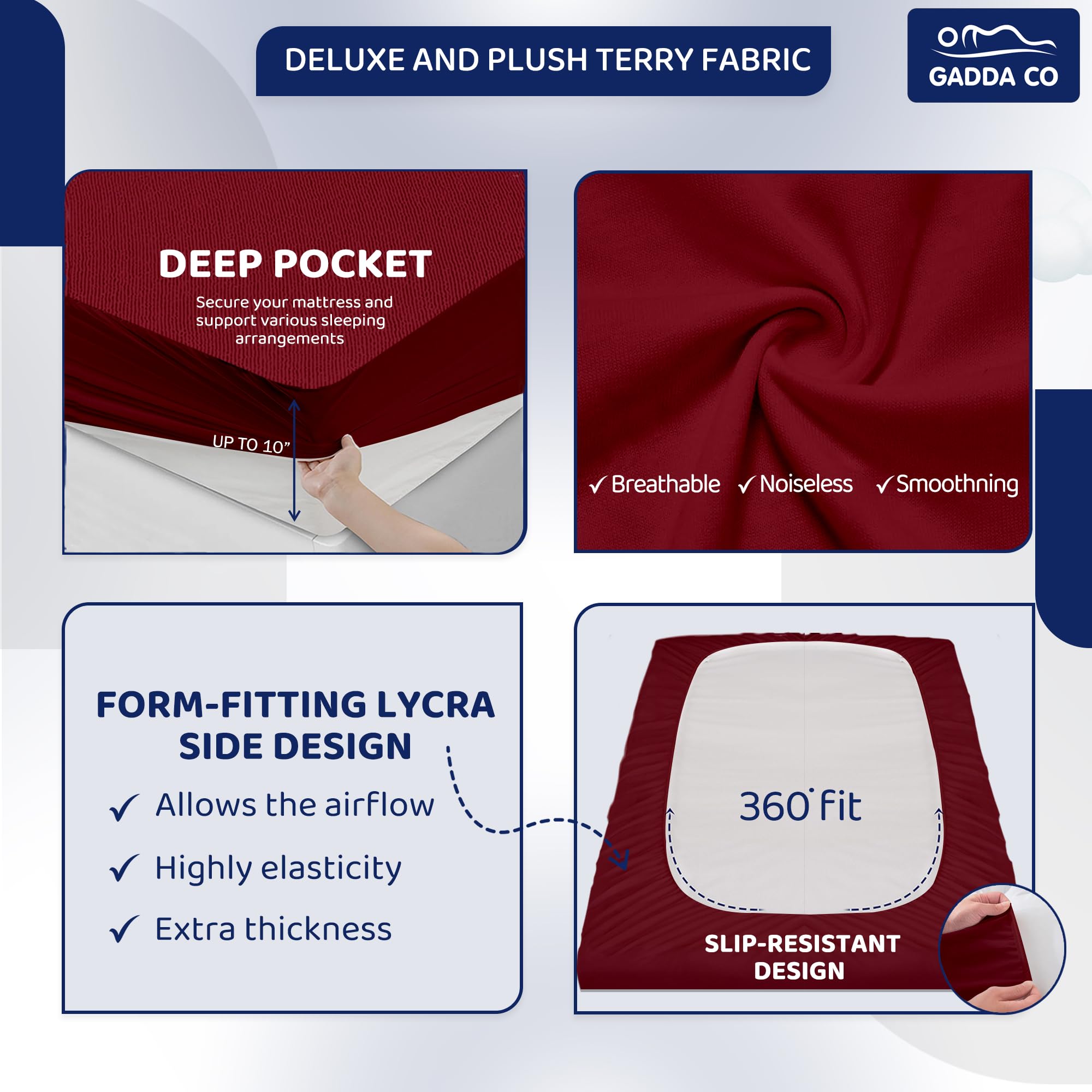 Gadda Co Water Proof Terry Cotton Mattress Protector/Cover -As Per Your Mattress Size, Customized Size (Max Width 78 Inch And Ma