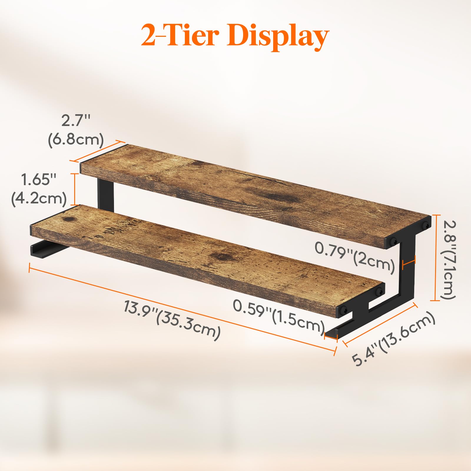 Lifewit 13.9 Inch Cologne Organizer for Men, 2 Tier Wooden Perfume Stand, Display Riser Shelf for Fragrance, Aftershave, Skincar