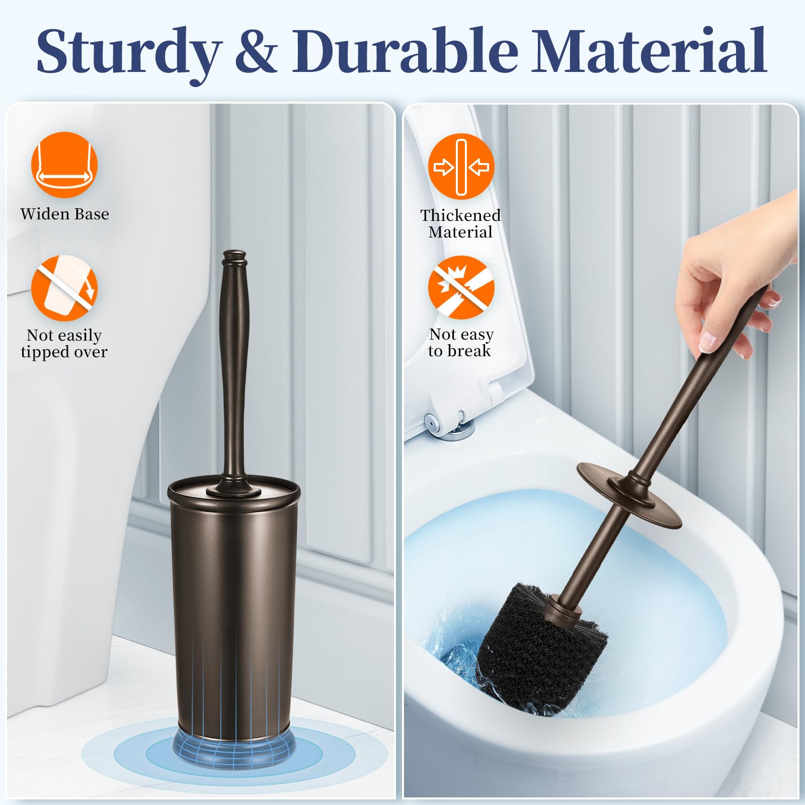 Toilet Bowl Brush Holder Set: 2 Pack Modern Deep Cleaning Bathroom Toilet Scrubber With Caddy For Rv - Rim Decorative Accessorie