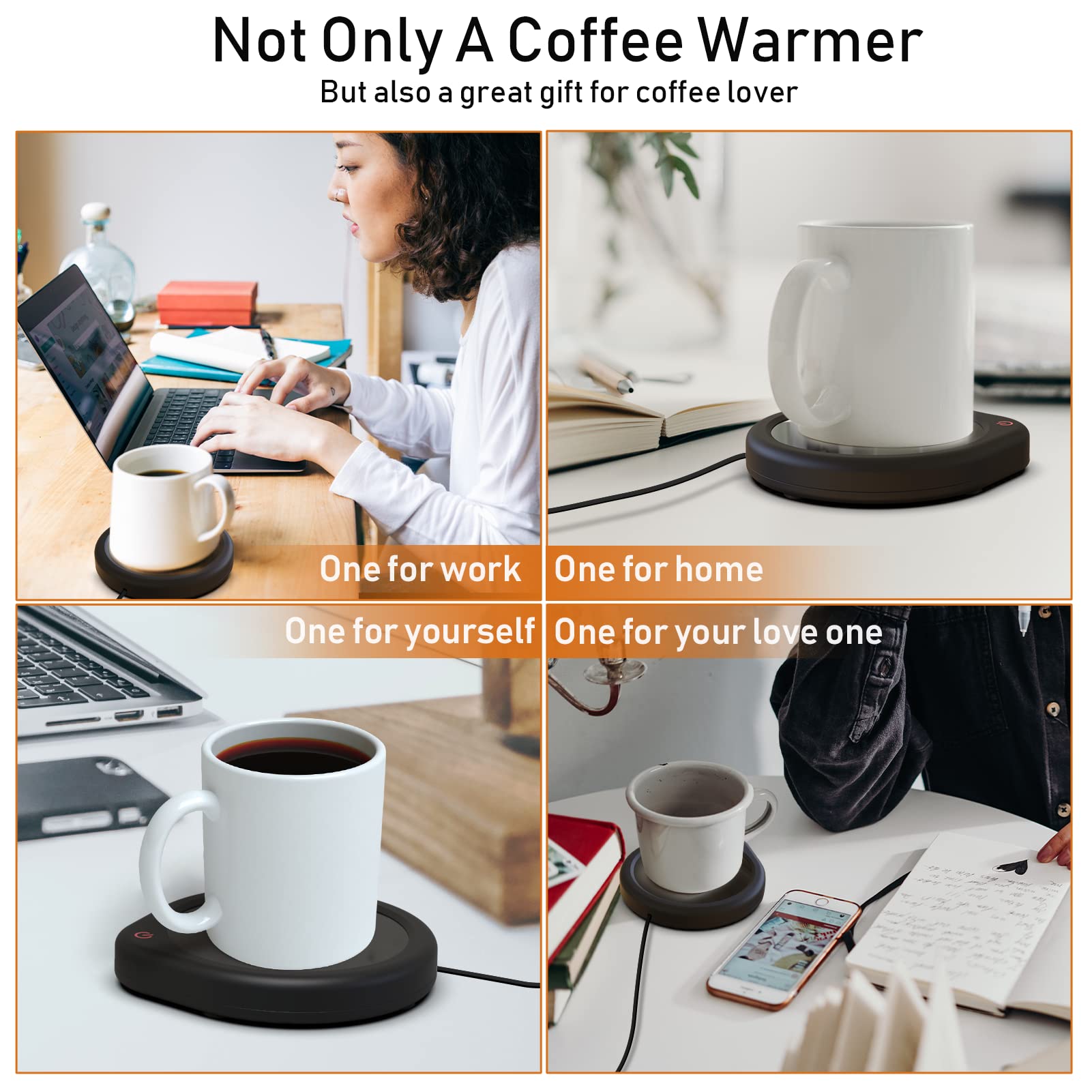 Coffee Mug Warmer With Auto Shut Off For Desk, Cup Warmer Smart Temperature Settings, Electric Beverage Tea Water Milk Warmer Fo