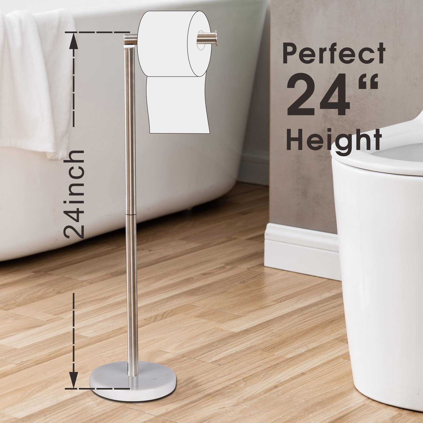 Songtec Toilet Paper Holder Stand, Free Standing Tissue Roll Holder, Heavy Natural Marble Base, Sturdy For 5 Toilet Paper Rolls
