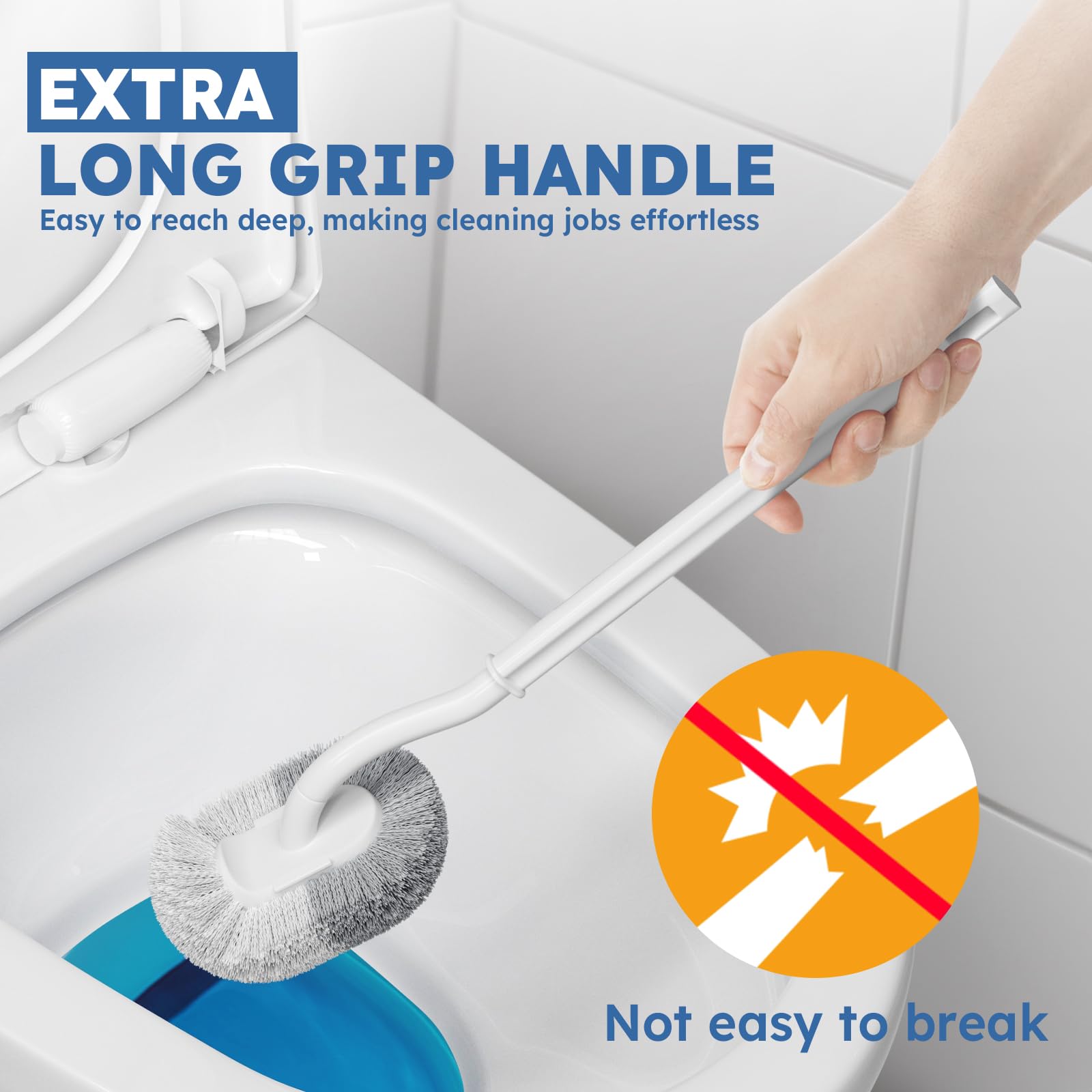 Toilet Brush, 2 Pack Toilet Brush and Holder Set with Durable Curved BristlesToilet Scrubber, Toilet Bowl Brush with Extra Long