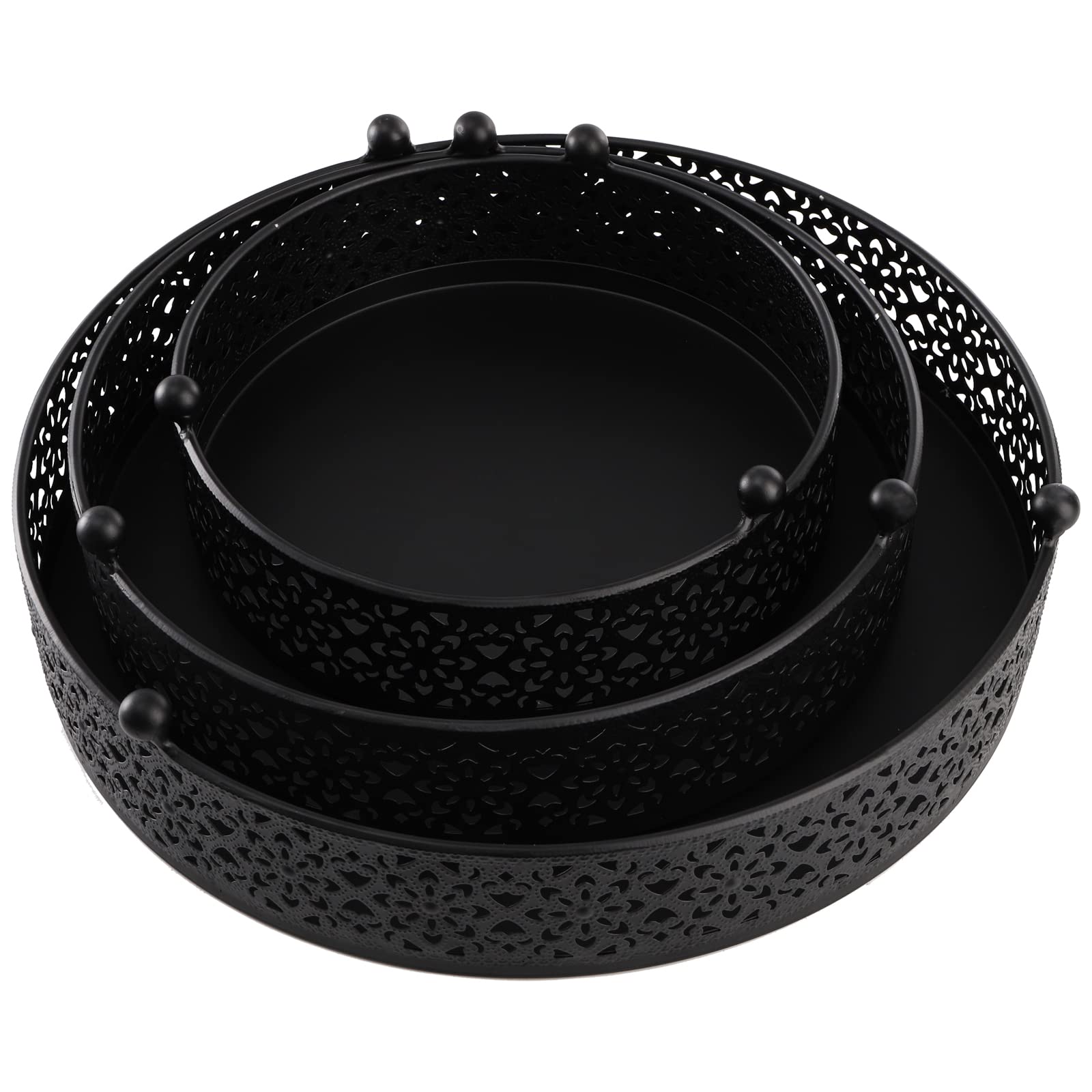 Hedume Set Of 3 Black Cake Stand, Round Metal Cake Stands, Dessert Display Cupcake Stands, Wedding Brithday Party Celebration De