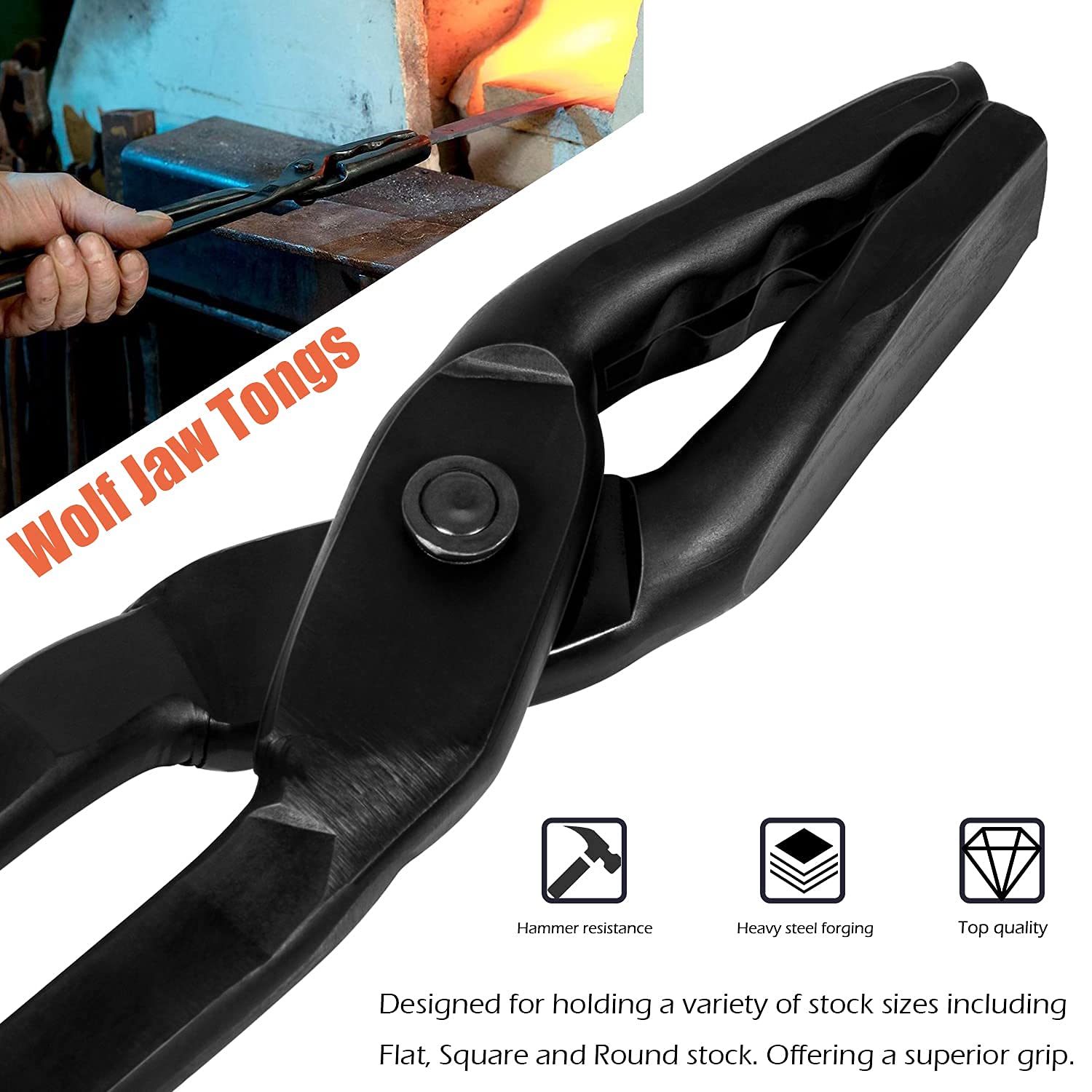 Blacksmith Tongs Wolf Jaw Blacksmithing Tongs & V-Bit Tongs Blacksmith Forge Tools Knifemaking Bladesmith Blacksmithing Tongs To