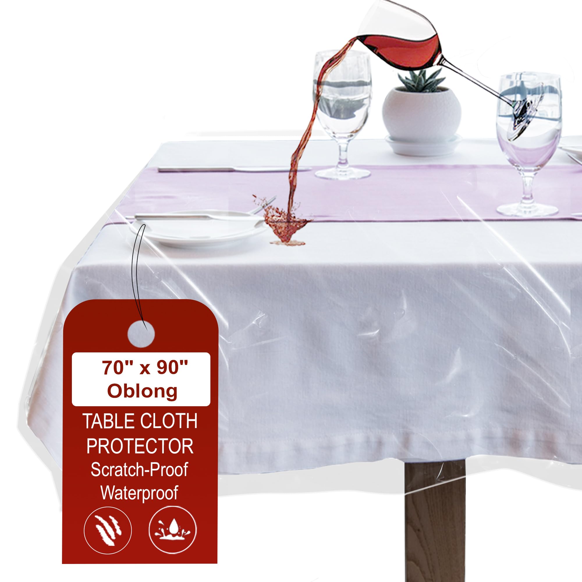 Laminet Heavy-Duty Deluxe Crystal Clear Vinyl Tablecloth Protector 70 X 90 - Oblong