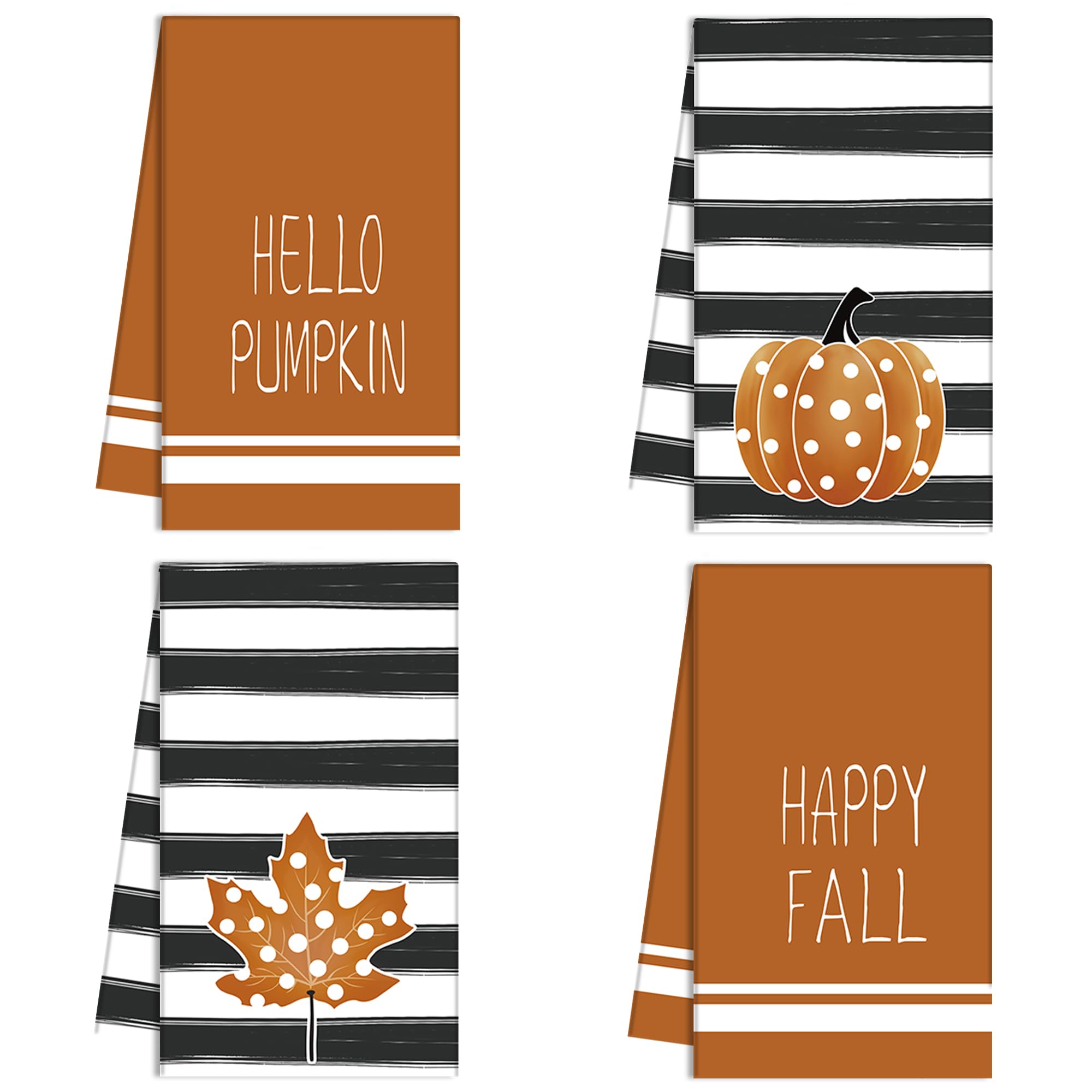 Peony Man 4 Pieces Fall Dish Towels Autumn Kitchen Towels Pumpkin Hand Towels Fall Tea Towel For Thanksgiving Autumn Harvest Hol