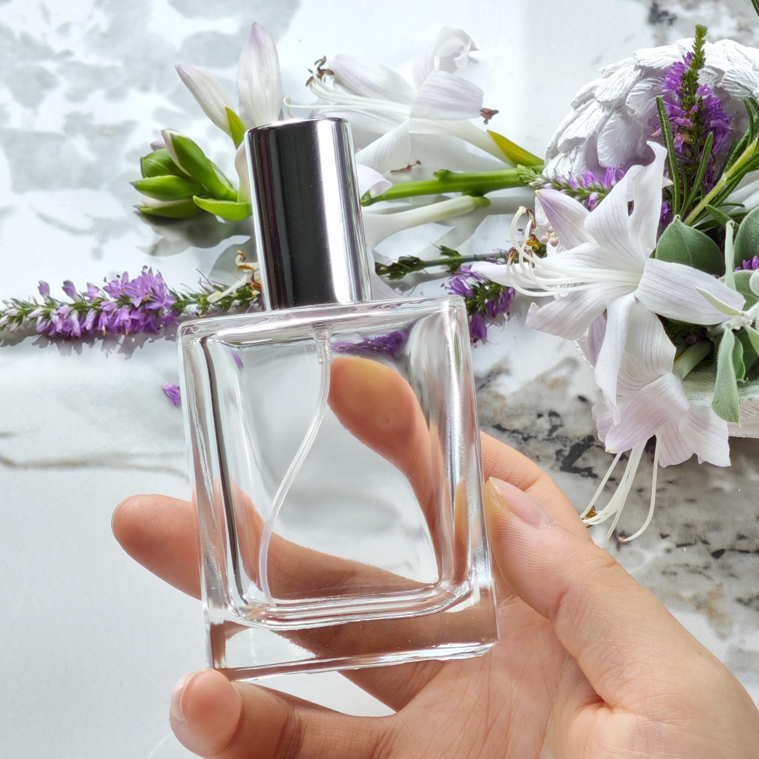 Yerpkefey 50Ml/1.7 Oz Glass Spray Bottle Perfume Atomizer,Travel Refillable Perfume Bottles Empty Classic Spray Bottle 2Pack (Si