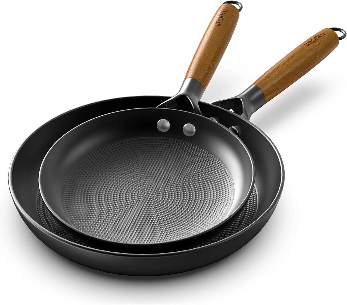 Imarku Non Stick Frying Pans - 8 Inch & 10 Inch Frying Pan Nonstick Set, Honeycomb Lock Oil Cast Iron Skillets, Dishwasher Safe,