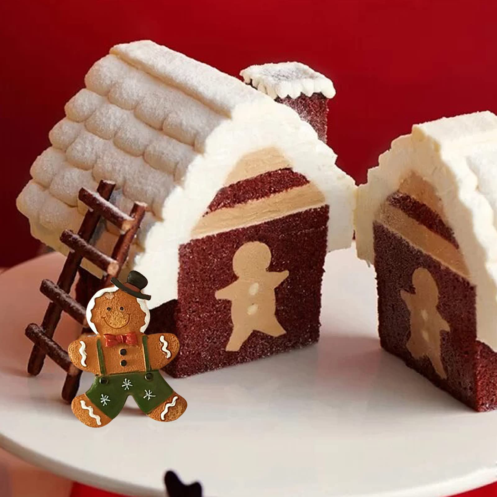 6 Pcs Christmas Fondant Molds, Gingerbread Man Chocolate Candy Silicone Mold, Kitchen Baking Cake Decorating Mold For Cupcake To