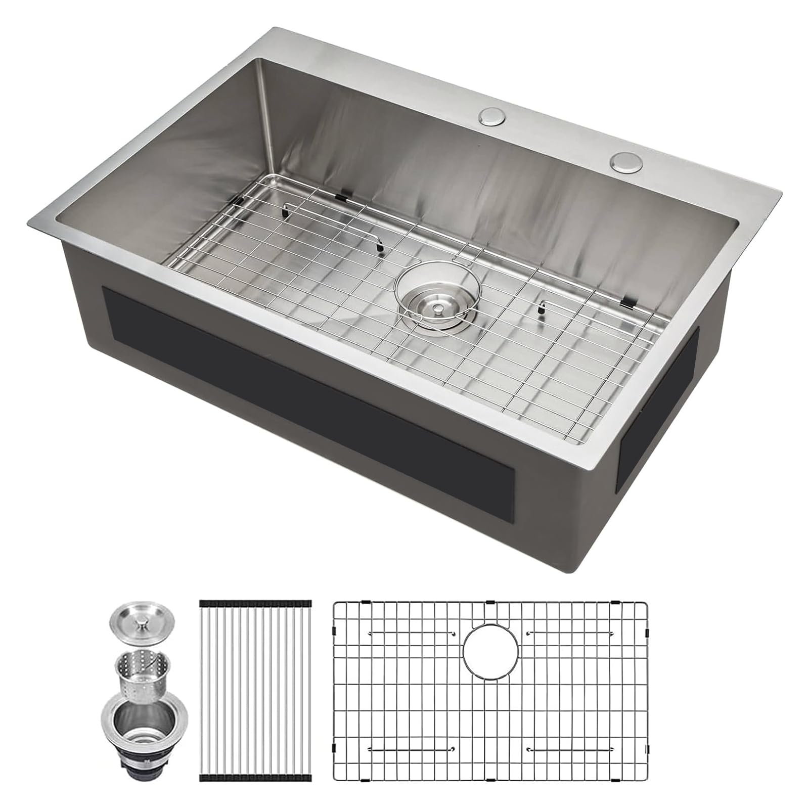 Lordear 33 Inch Drop In Kitchen Sink 33X22 Stainless Steel Topmount Sinks 16 Gauge T304 Single Bowl Kitchen Sink With 3Mm Thicke
