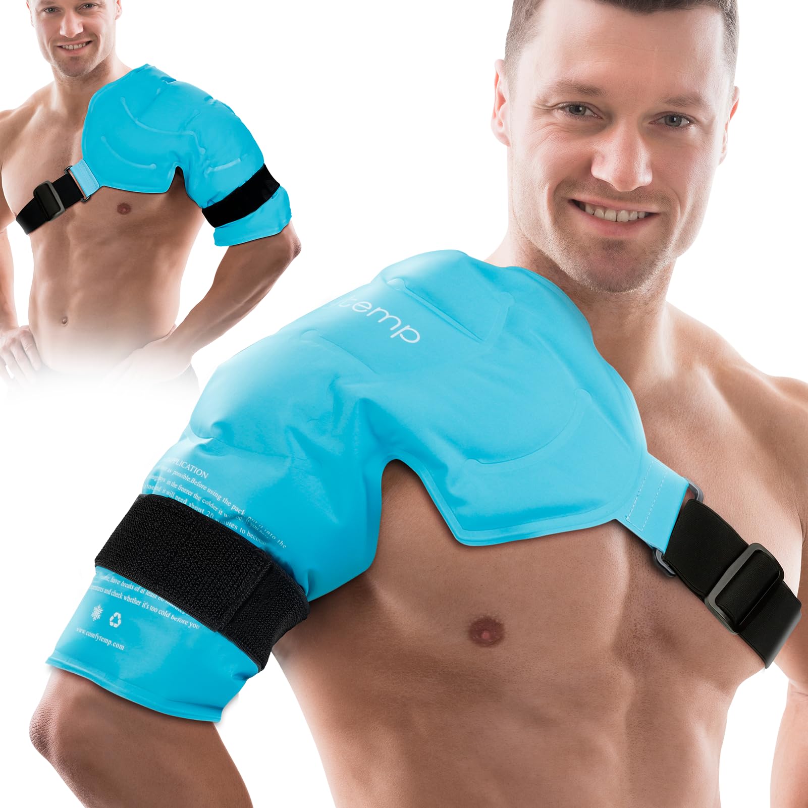 Comfytemp Shoulder Ice Pack Rotator Cuff Cold Therapy, Reusable Shoulder Wrap Large Gel Ice Packs For Injuries, Hot Cold Compres