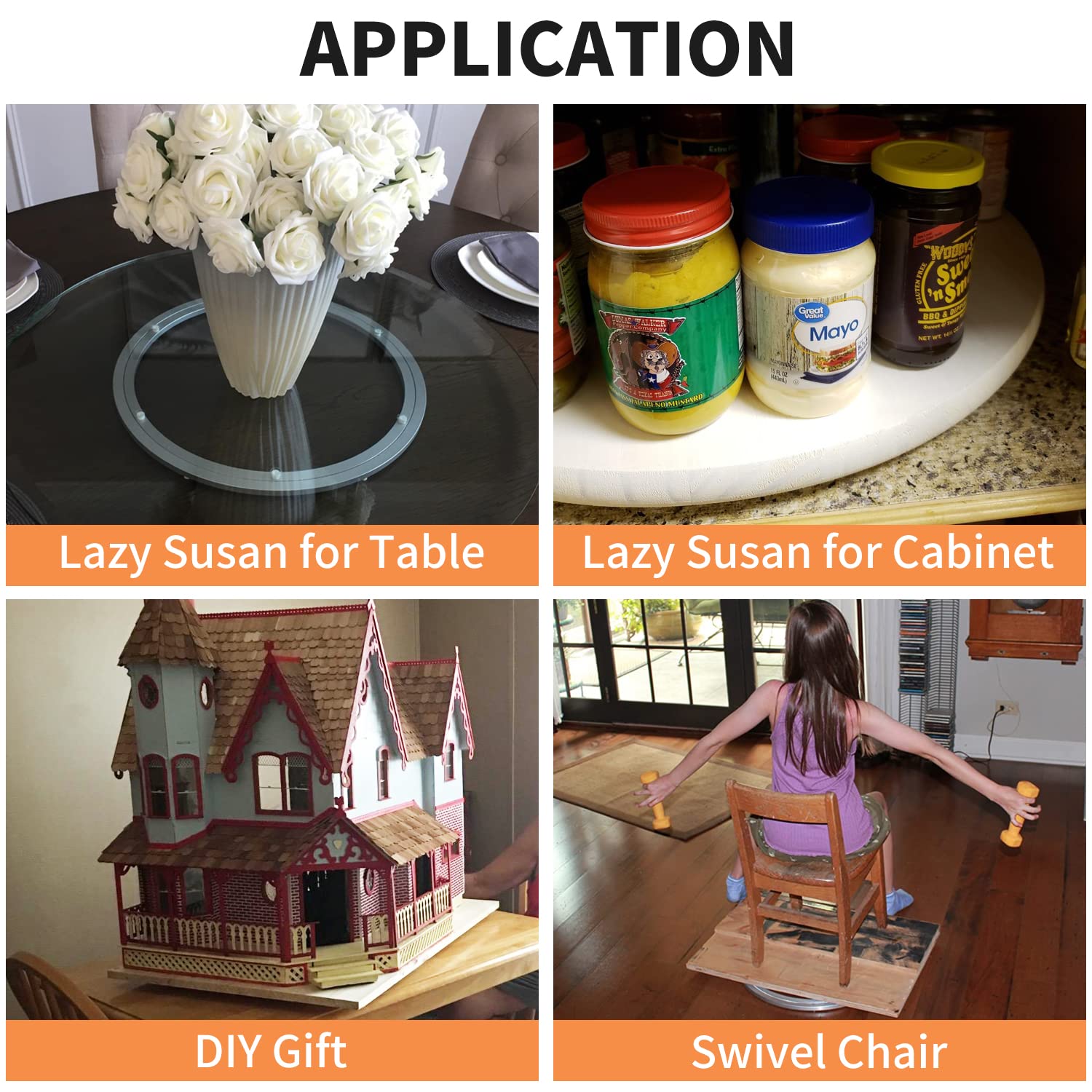 Tambee 16 Inch Lazy Susan Hardware Heavy Duty Metal Rotating Hardware Large Turntable Bearing Ring Lazy Susan Bearing Lazy Susan