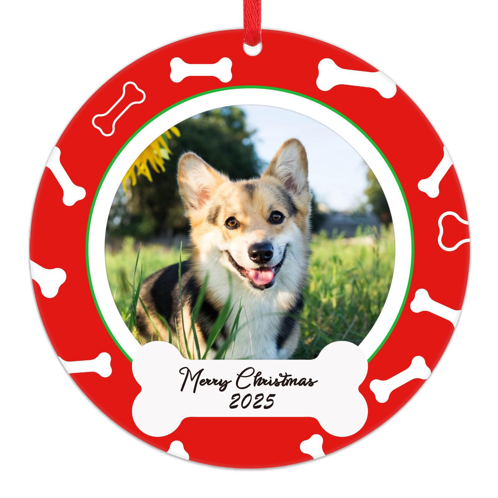 PETCEE Dog Picture Frame Ornaments 2025 - Dog Ornaments for Christmas Tree Decorations Personalized Dogs Christmas Picture Frame