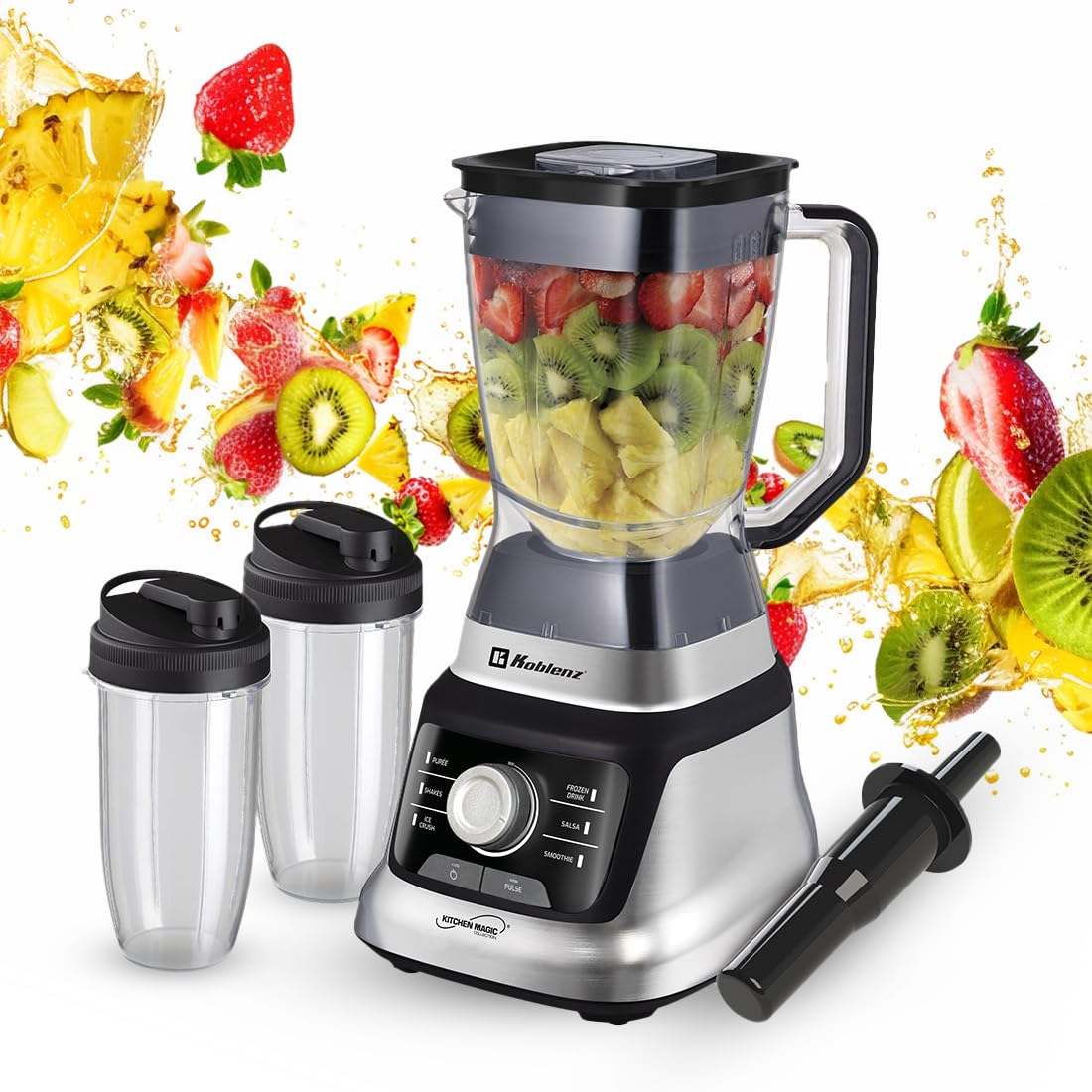 Koblenz Professional Blender, Countertop Blender With Speed Knob And 6 Functions, 1400-Watt Motor, 68 Oz. Capacity, Super Silent