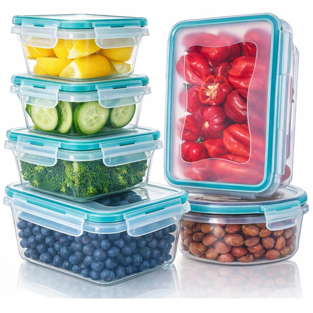 Kitchenace,Modernise Your Living, Fridge Storage Containers Set, Plastic Kitchen Storage Box With Lid To Keep Vegetables And Fru