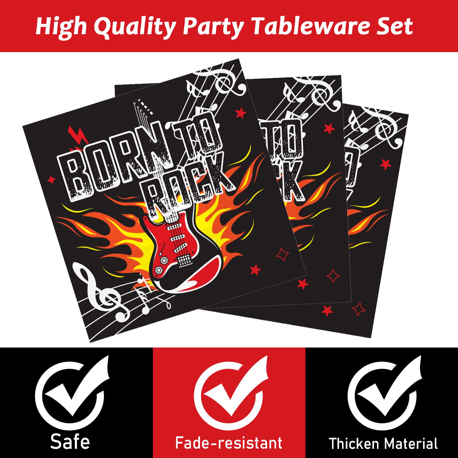 gisgfim 96 Pcs Music Party Supplies Paper Plates Napkins Tableware Set Music Theme Party Birthday Decorations Favors Serves 24