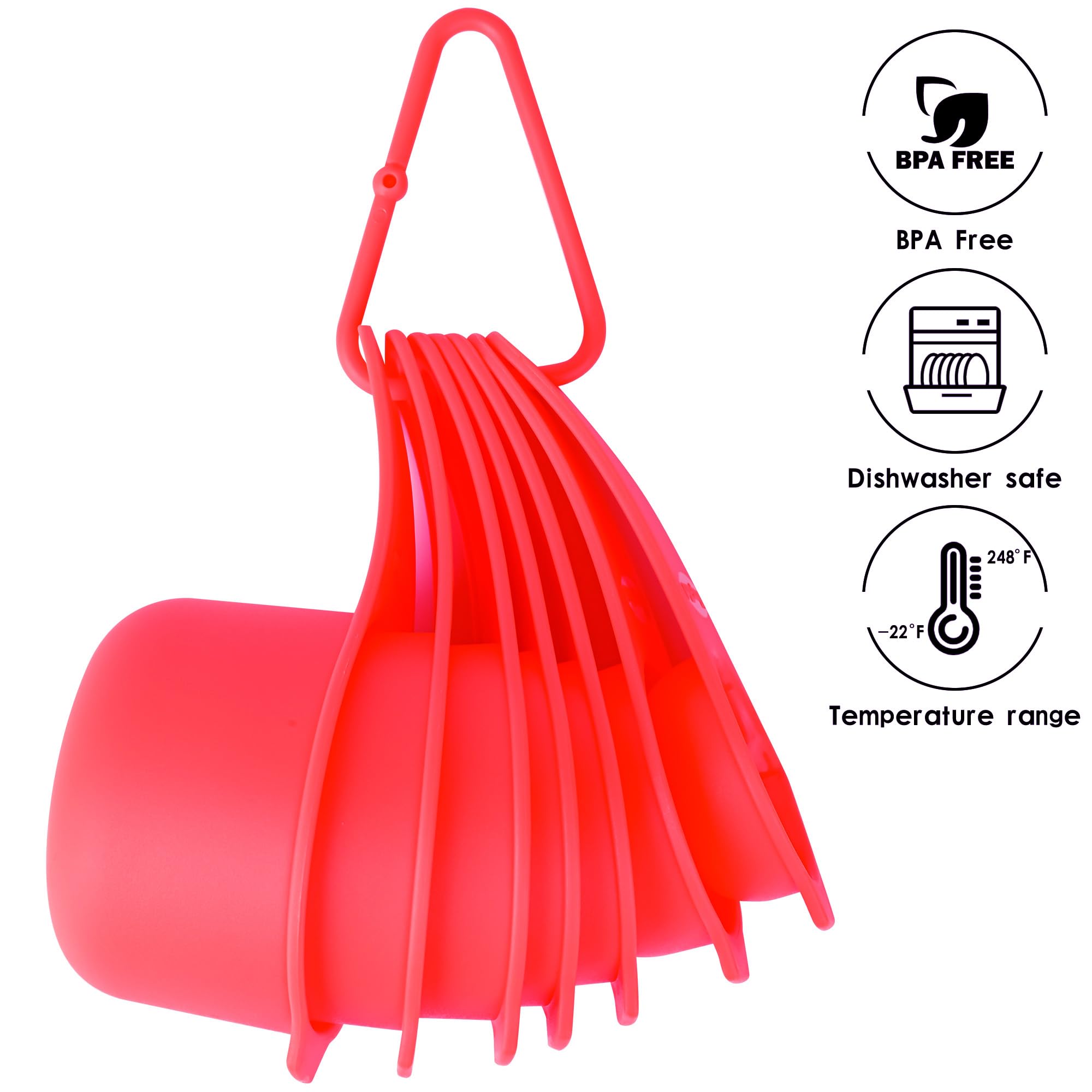 Spuvgvc Plastic Measuring Cups And Spoons Set,Red Dry Measuring Cups Set With Spout And Leveler For Kitchen And Baking, Bpa Free