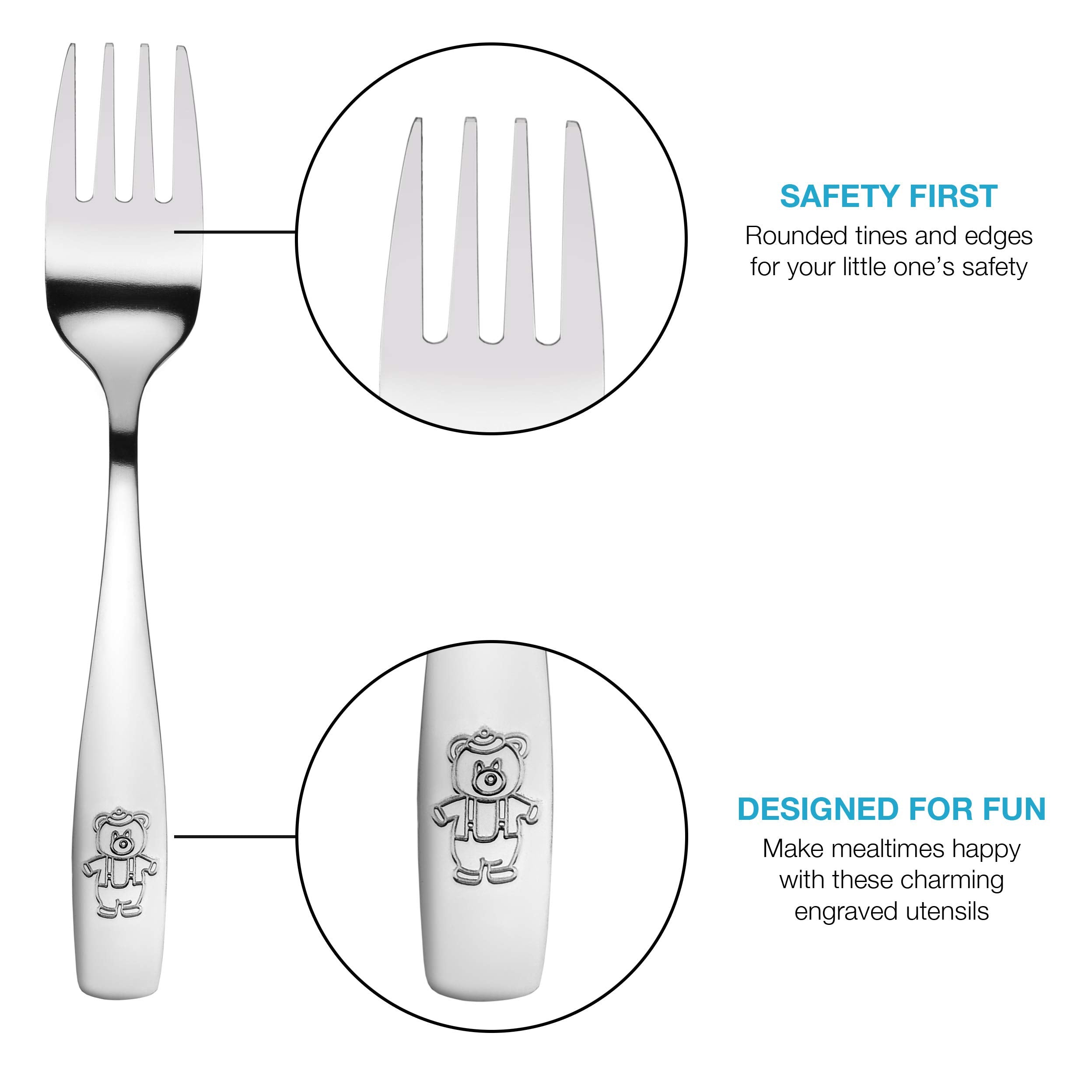 9 Piece Stainless Steel Kids Forks, Kids Cutlery, Child And Toddler Safe Flatware, Kids Silverware, Kids Utensil Set, Includes A