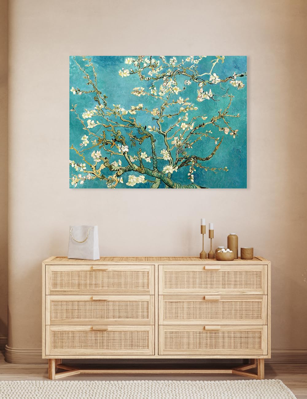 Decorarts - Almond Blossom Tree - Vincent Van Gogh Reproductions. Oversize Giclee Canvas Print Wall Art For Home Wall Decor. 40X