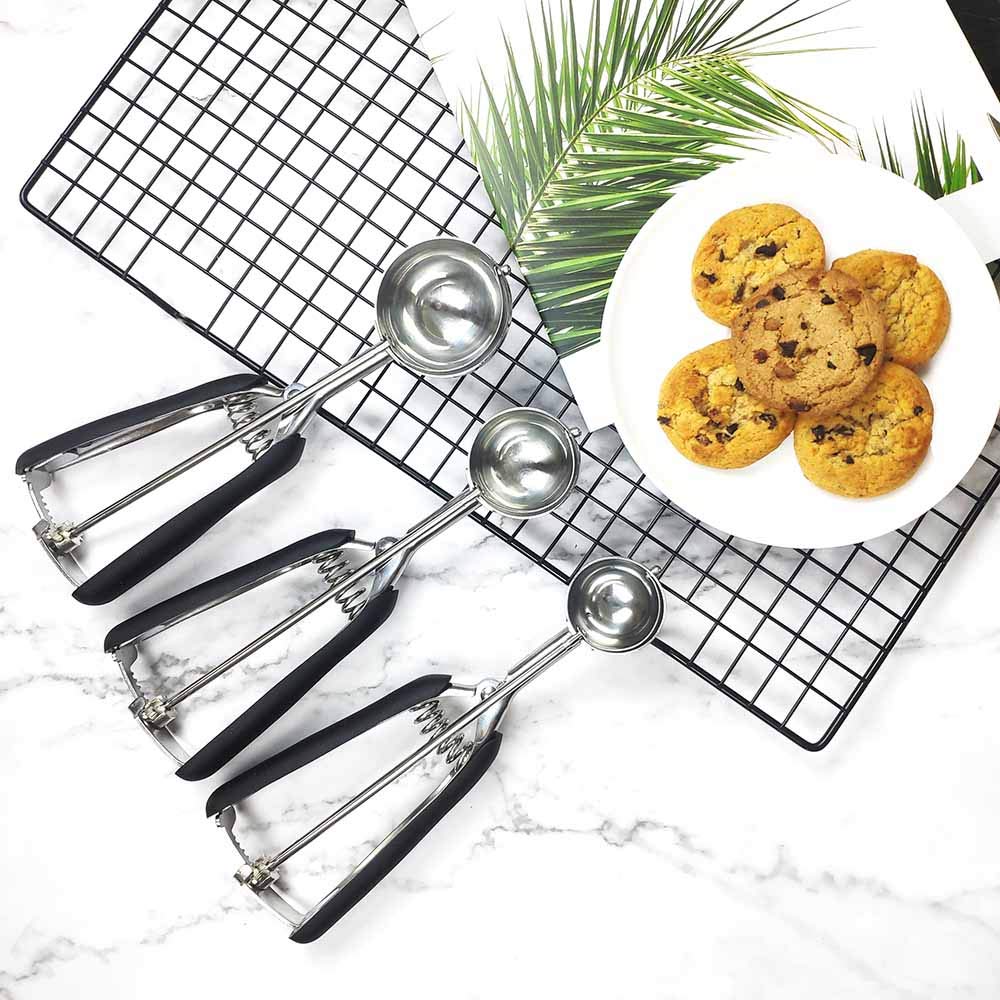 Small Cookie Scoop, 1 Tbsp Cookie Scoop For Baking, Dough Scoop, 18/8 Stainless Steel, Comfortable Grip, For Making Cookie, Melo