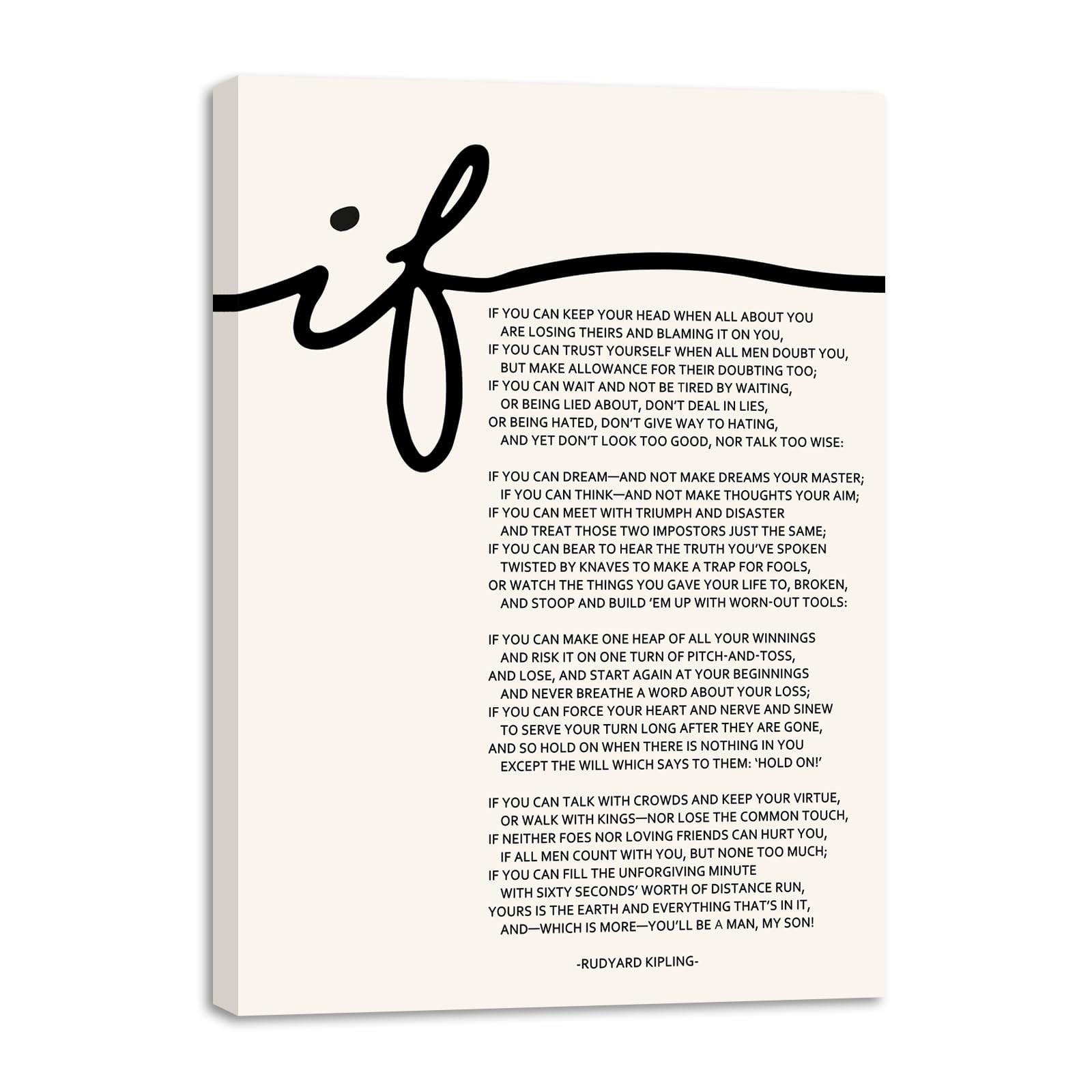 If Poem Inspirational Framed Canvas Print Wall Art If Poem By Rudyard Kipling Motivational Poetry Wall Decor If Poster Font Quot