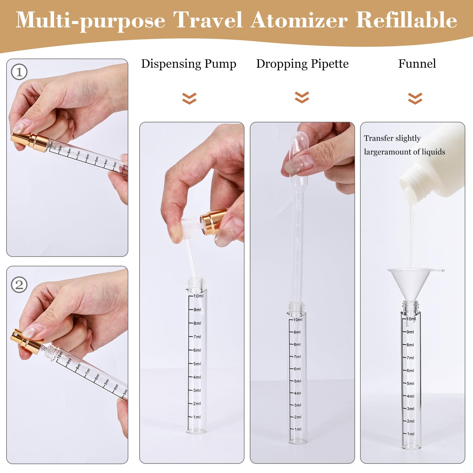 Beomeen 12Pcs 10Ml Clear Glass Perfume Travel Refillable Spray Bottles, Mini Perfume Bottle Empty, Portable Cologne Atomizer Spr
