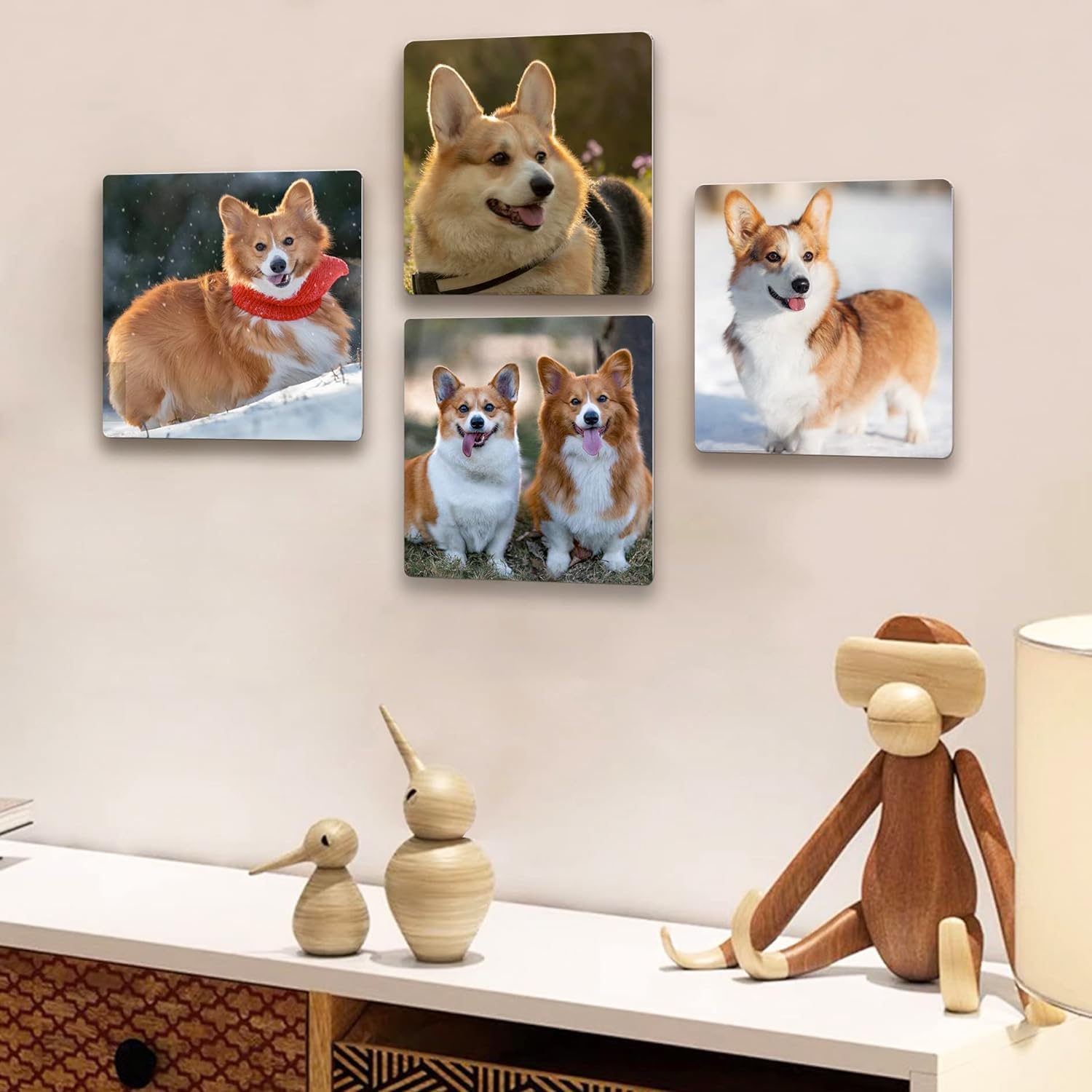 Custom Photo Tiles, Personalized Mix Metal Tiles Picture Frames Stick On Wall, Picture Frames Collage Wall Decor Square Picture