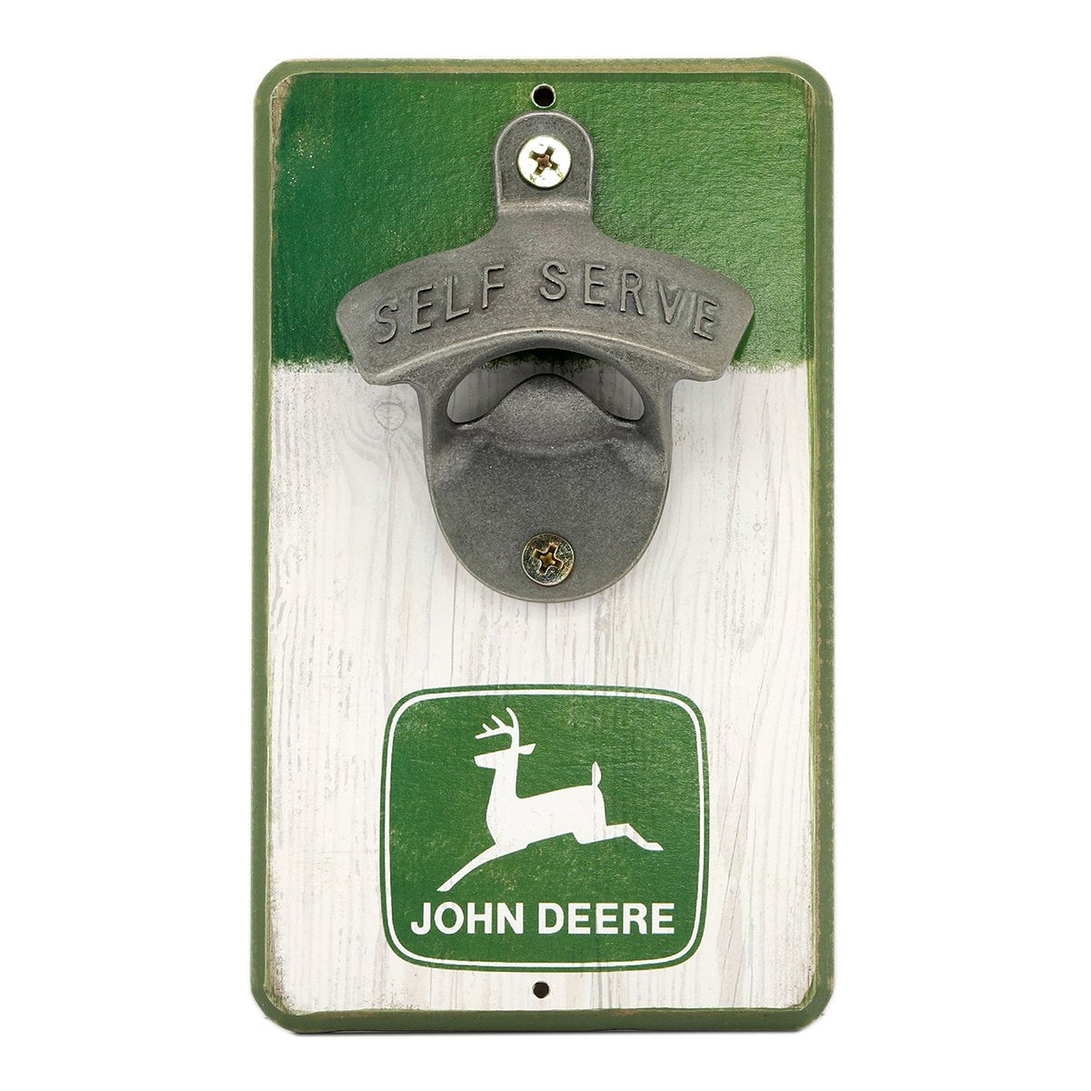 John Deere Logo Wall Bottle Opener - Vintage John Deere Bottle Opener Made With Wood And Cast Metal - Great Gift Idea