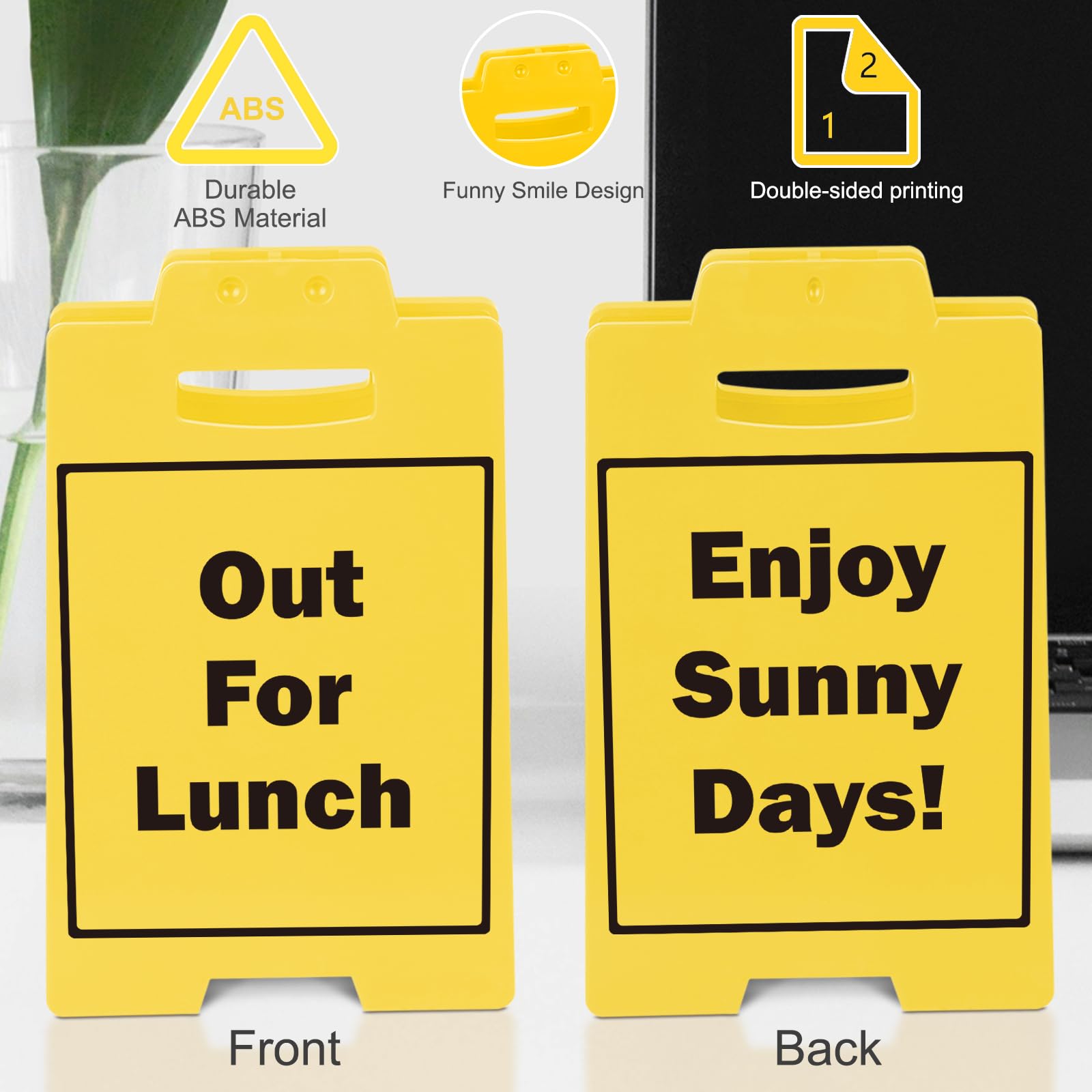 Office Desk Sign | OUT FOR LUNCH & Enjoy Sunny Days! | Office Desk Accessories for Women & Men | Cubicle Decor & Work Essentials