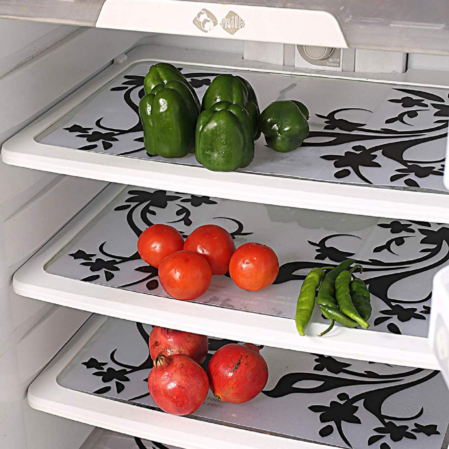 Kuber Industries Pvc 3 Pieces Fridge Mats, 1 Piece Handle Cover And 1 Piece Fridge Top Cover (Grey)-Ctktc014560