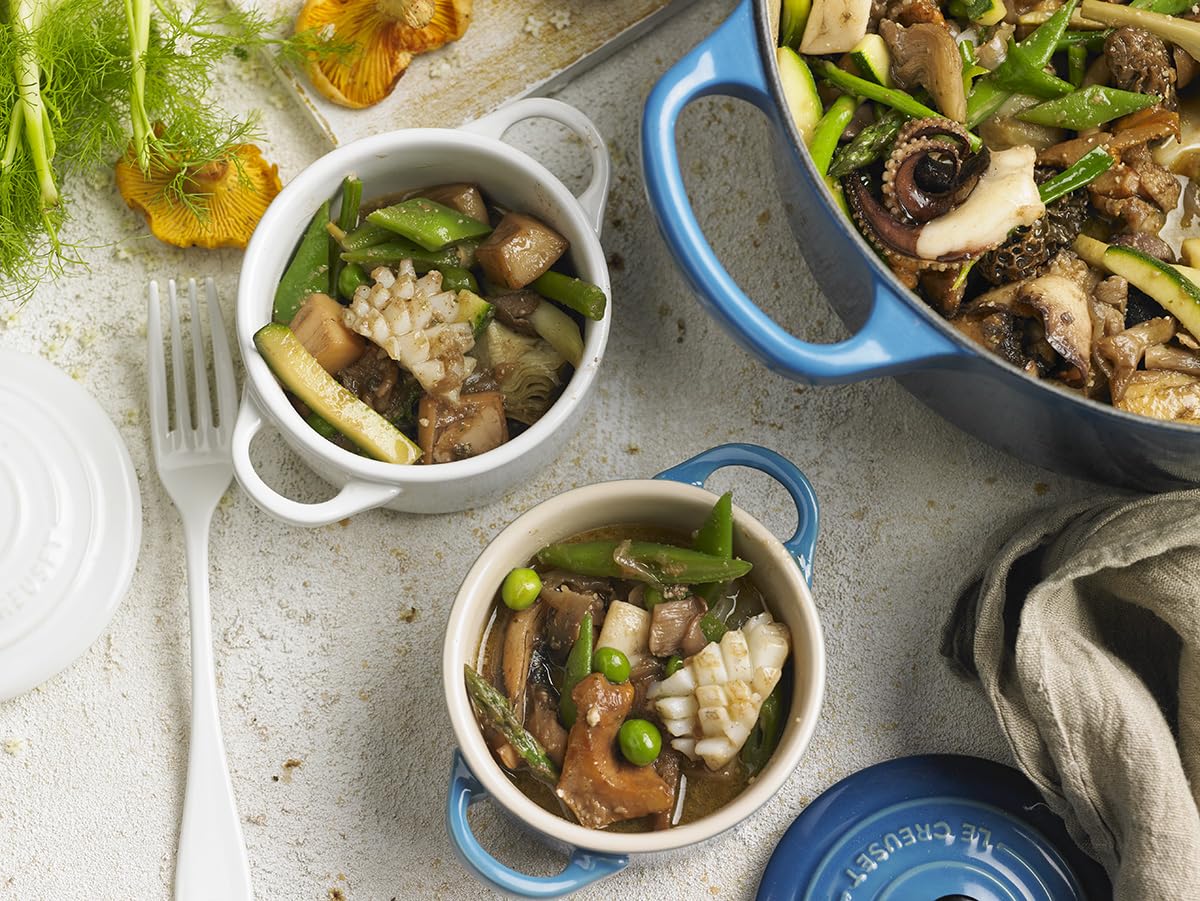 Le Creuset Stoneware Set Of 4 Mini Cocottes With Cookbook, 8 Oz. Each, Caribbean