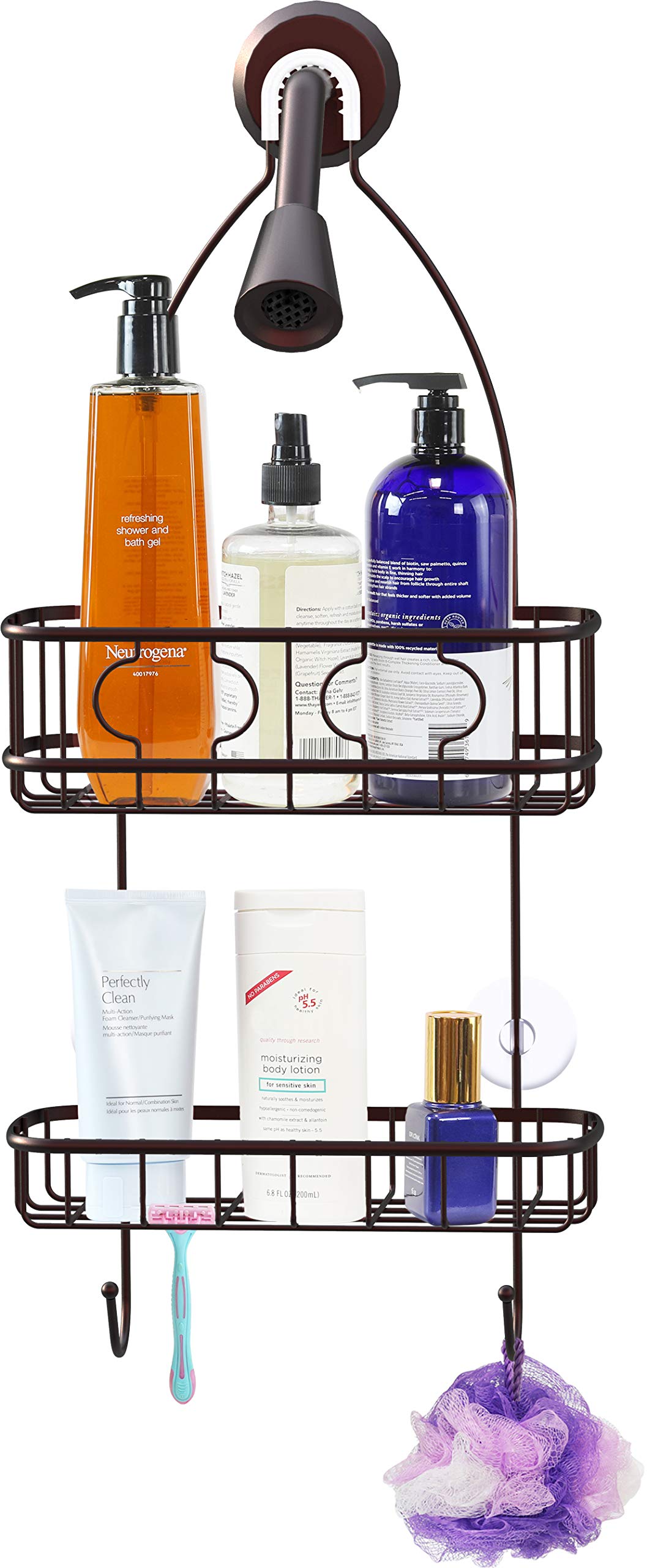 Simple Houseware Bathroom Hanging Shower Head Caddy Organizer, Bronze (22 X 10.2 X 4.2 Inches)